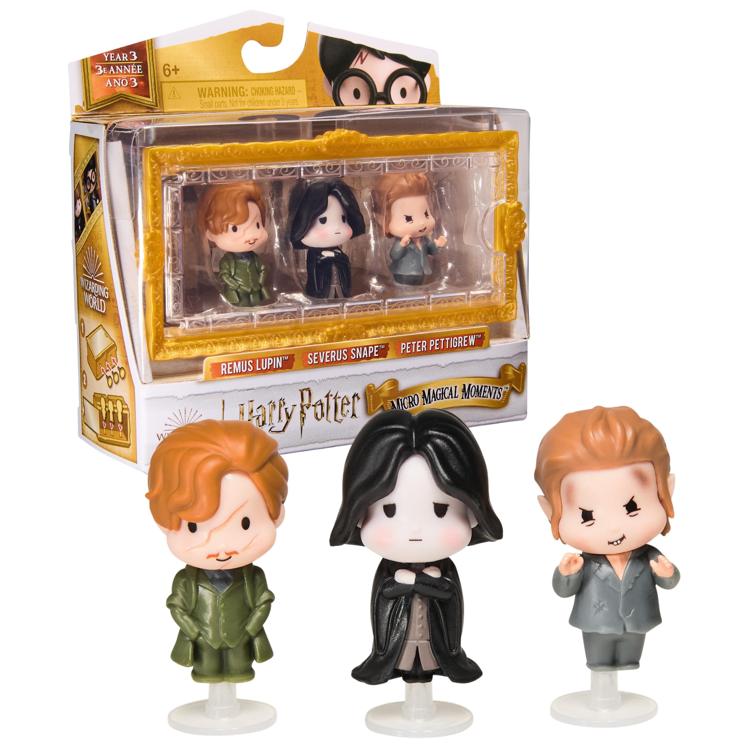 Harry Potter, Micro Magical Moments Year 3 Figure Set with Remus Lupin, Severus Snape, Peter Pettigrew & Display Case