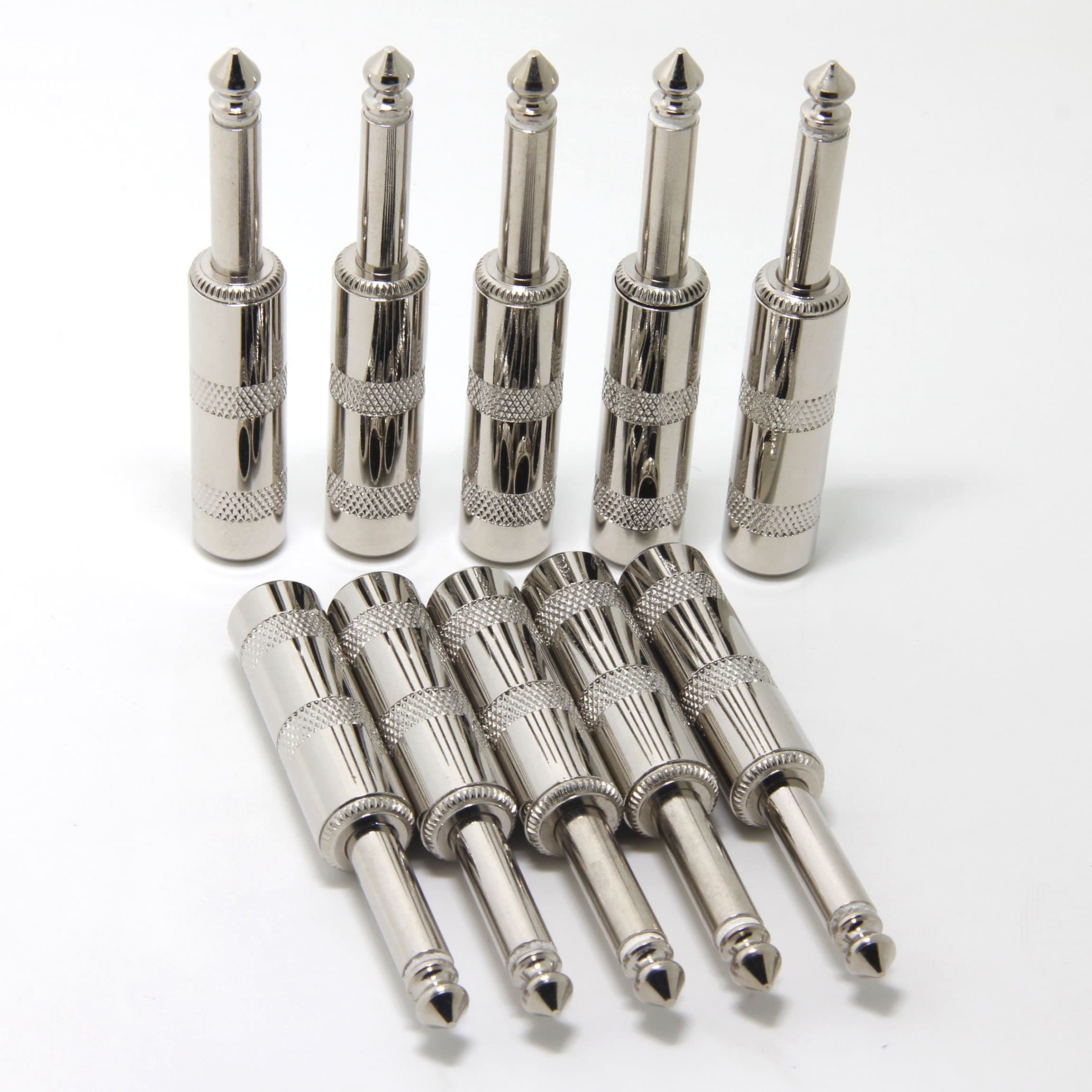 Ancable 10-Pack Audio 1/4" Plugs TS Jumbo Plugs Solder Type for Guitar, Instrument, Speaker/Microphone/Patch Cables - 6.35mm Male 1/4 Inch Phone Plug