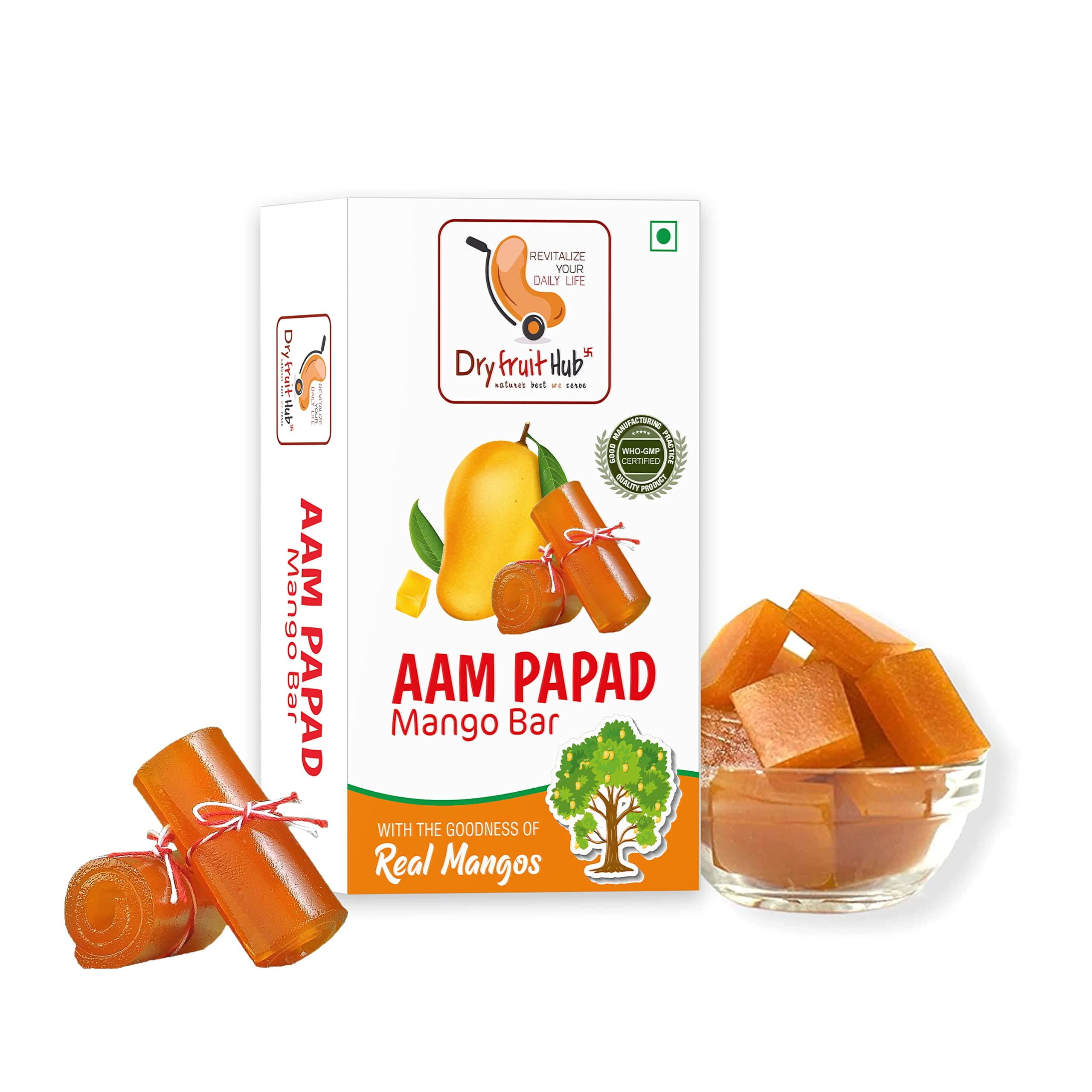 DRY FRUIT HUB Aam Papad 1.2Kg,Healthy Fruit Snacks Aamras Papad Slice, Aam Papad Khatta Mitha, Real Pulp Mango Papad, Ratnagiri Alphonso (Hapoos) Mango Papad Dry Pack Of 3 Each 400Gm, Fresh