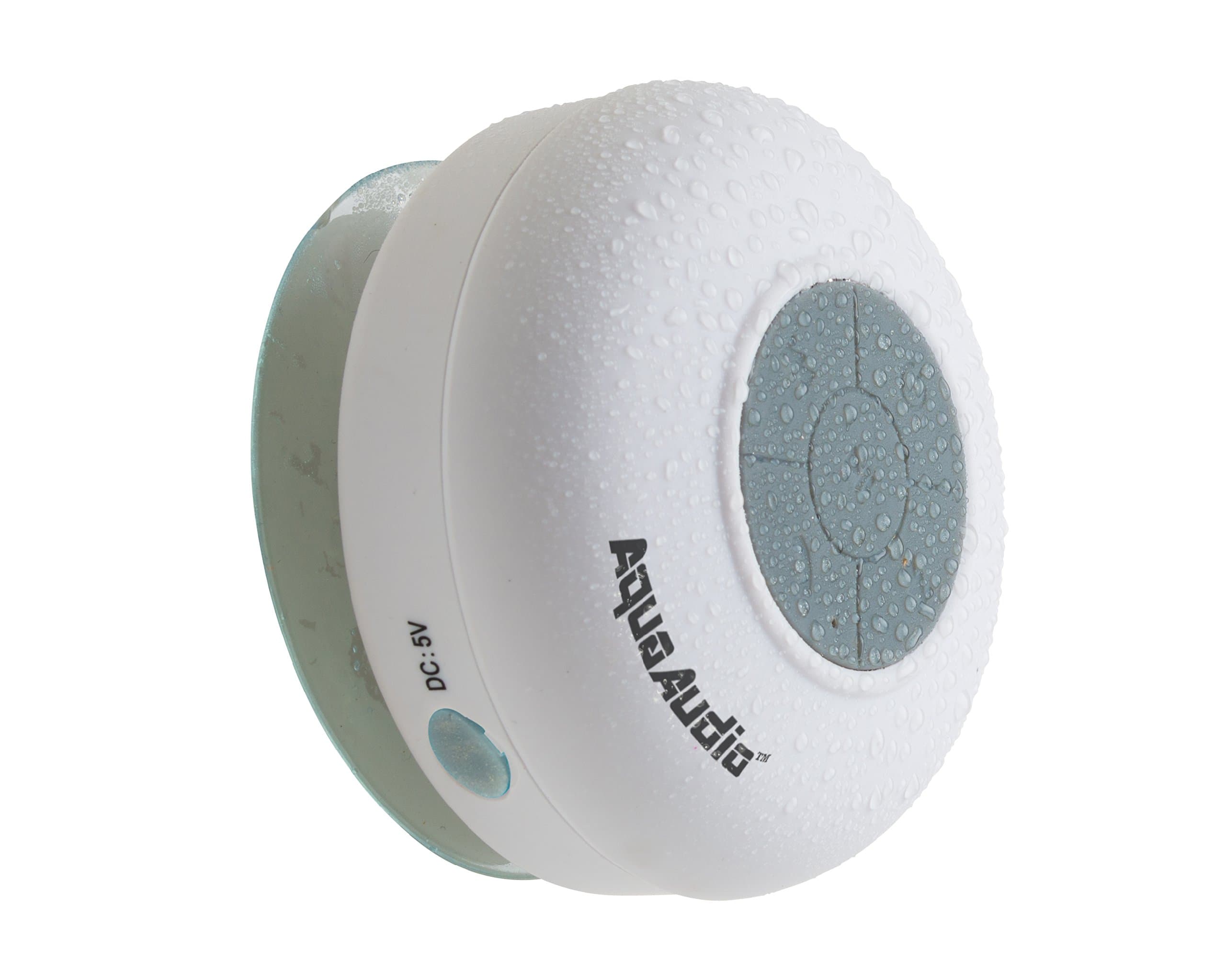 AquaAudio Mini Ultra Portable Waterproof Bluetooth Wireless Stereo Speakers with Suction Cup for Showers, Bathroom, Pool, Boat, Car, Beach, Outdoor etc. | For All Devices with Bluetooth Capability + Siri Compatible - 6 Hours Playtime / with Built-in Mic for use as a Powerful Handsfree Speakerphone (White)
