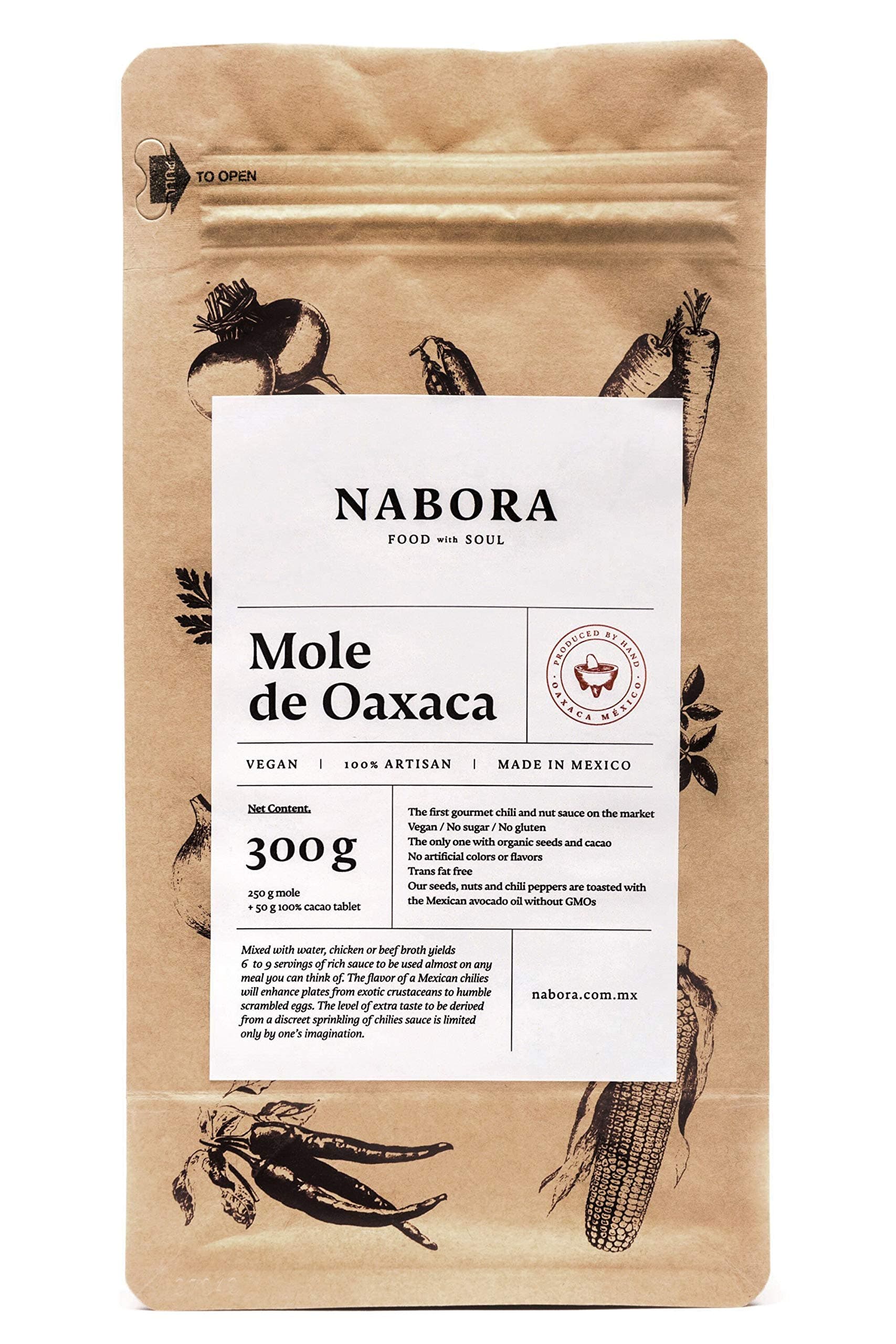 Nabora Mole de Oaxaca Sauce with Organic 100% Unsweetened Chocolate Tablet, 11 oz.