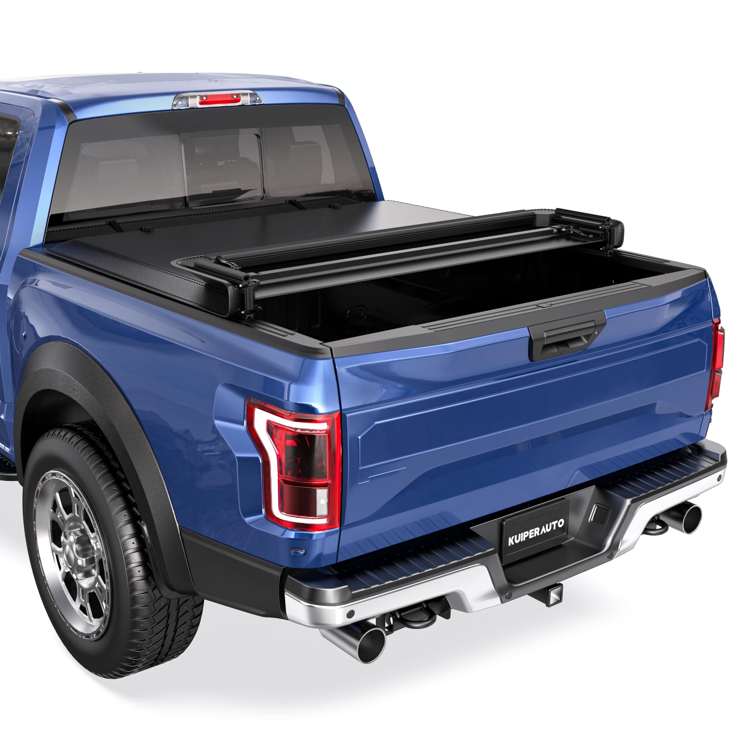 6.5 FT Quad 4-Fold Soft Folding Truck Tonneau Cover Compatible with Ford F150 F-150 (Excl. 2004 Heritage) 2004 2005 2006 2007 2008 Fleetside Four Fold On Top Truck Bed Cover 78.8Inch