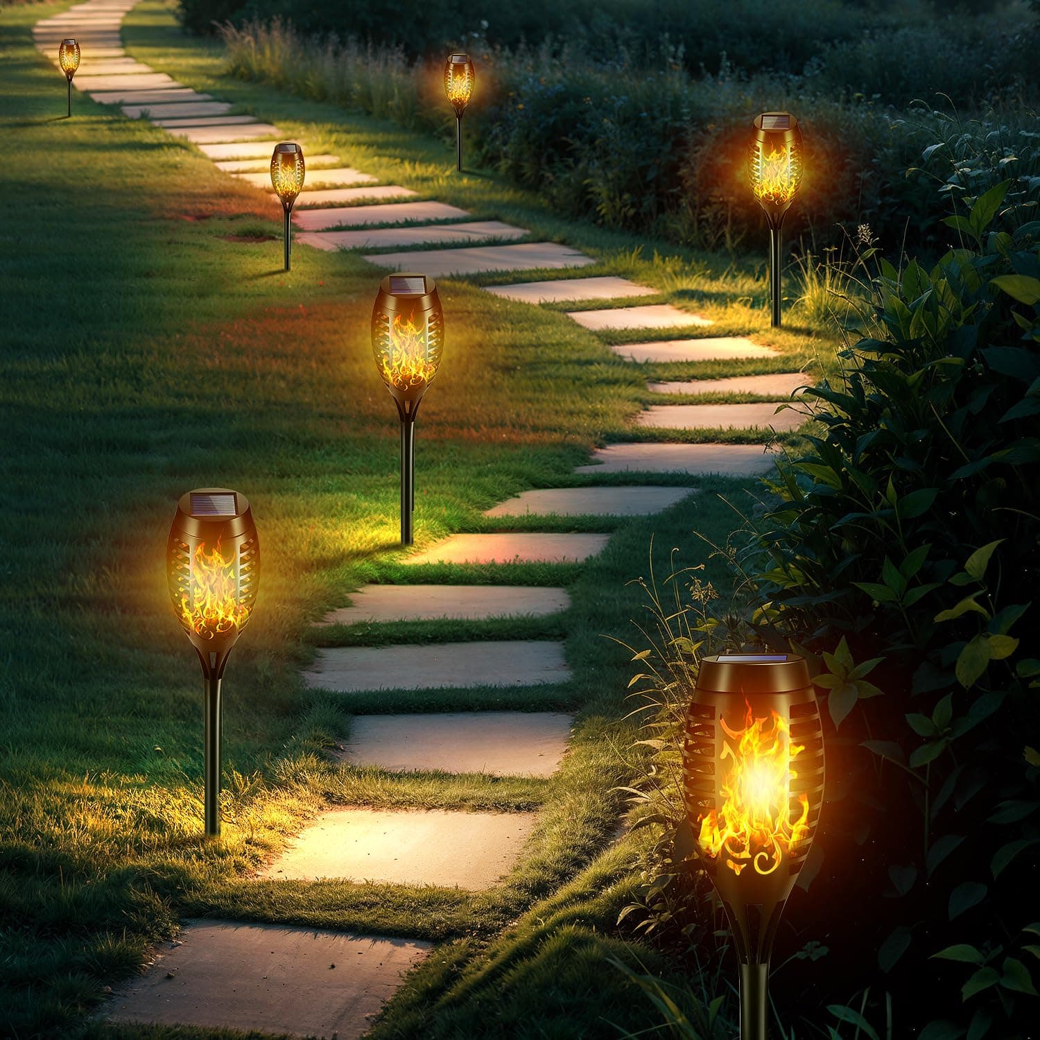 Solar Lights Outdoor, 4 Pack Auto On/Off Solar Garden Lights, IP65 Waterproof, Easy Installation