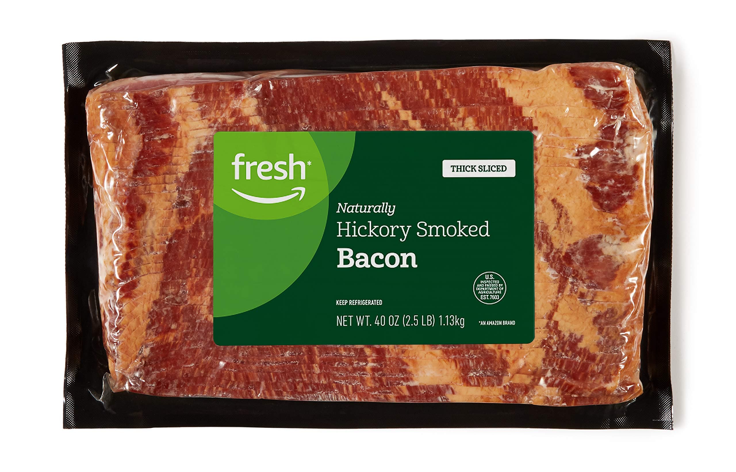 Amazon FreshThick Sliced Hickory Smoked Bacon, 40 oz (Prop 12 Compliant)