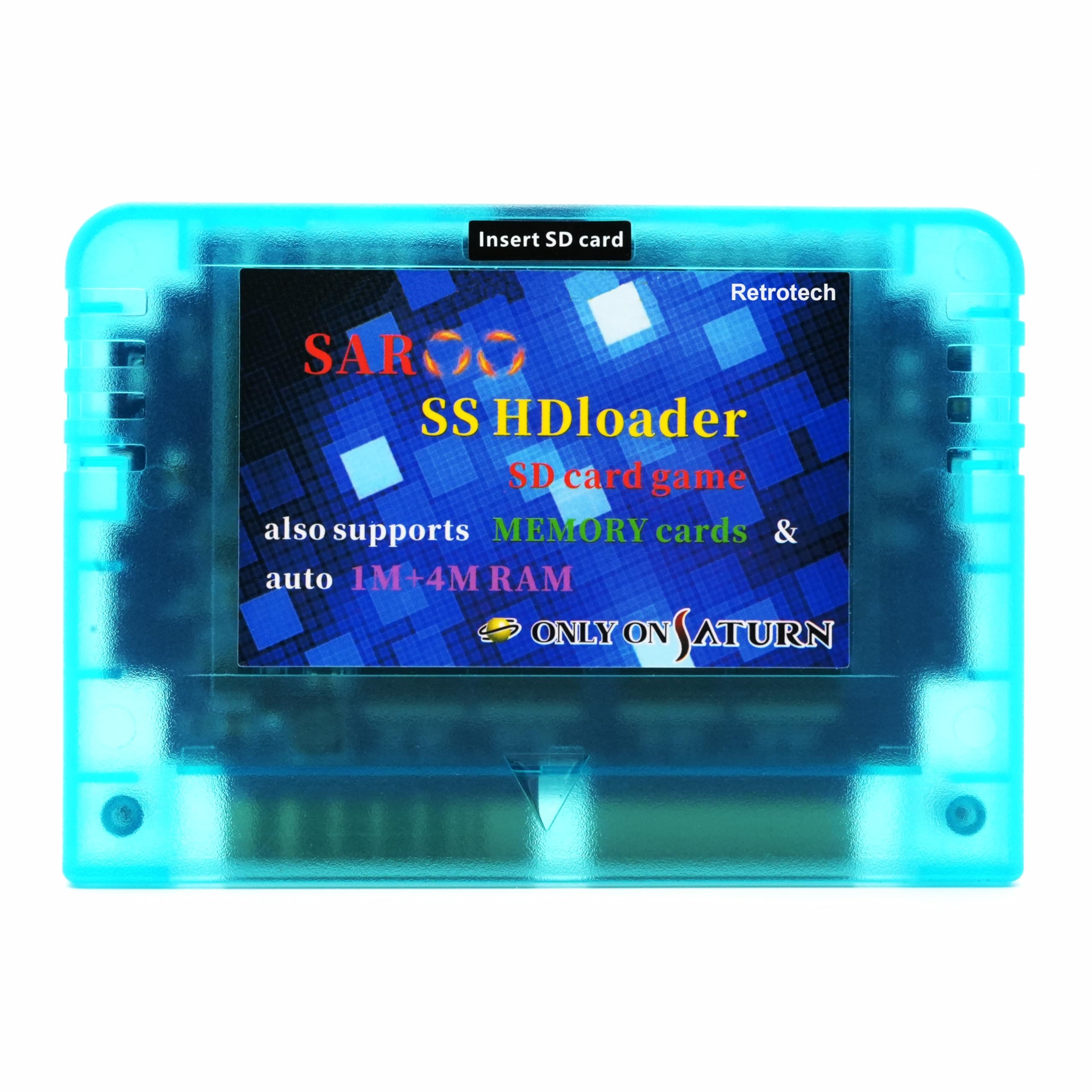 Only On Saturn Saroo HD Loader with 250 Games 128gb - Transparent Blue