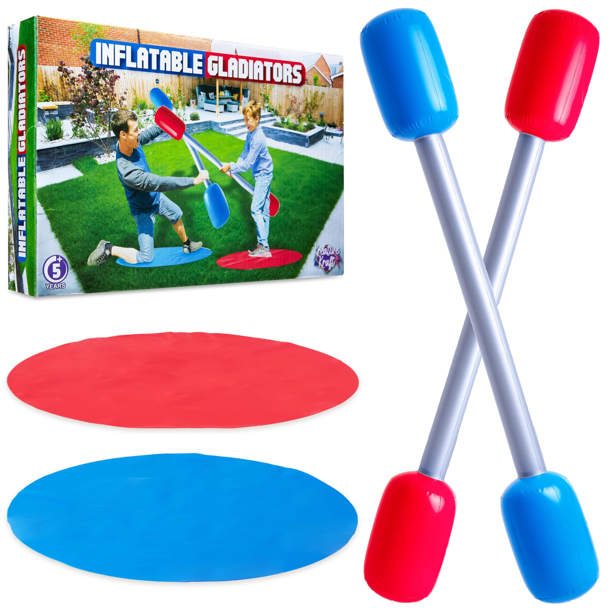KreativeKraft Inflatable Gladiator Game Set with Inflatable Batons - Party, Beach, Outdoor Games for Kids or Adults
