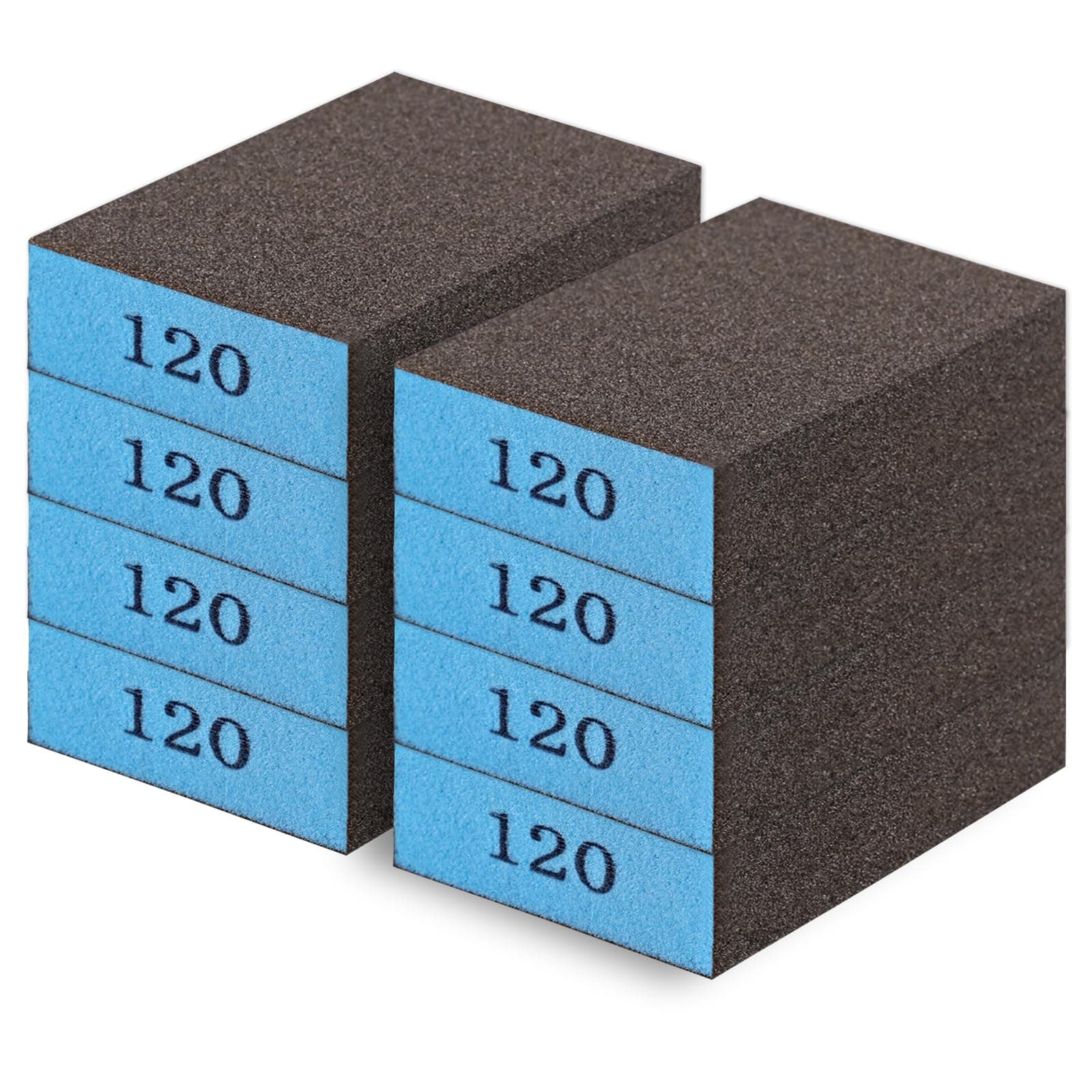 Romeda 8-Pack Sandpaper Block, 120 Grits Washable and Reusable Handmade Sanding Sponge, Drywall Sandpaper Blocks for Wooden Drywall Sheetrock and Metal Glazing
