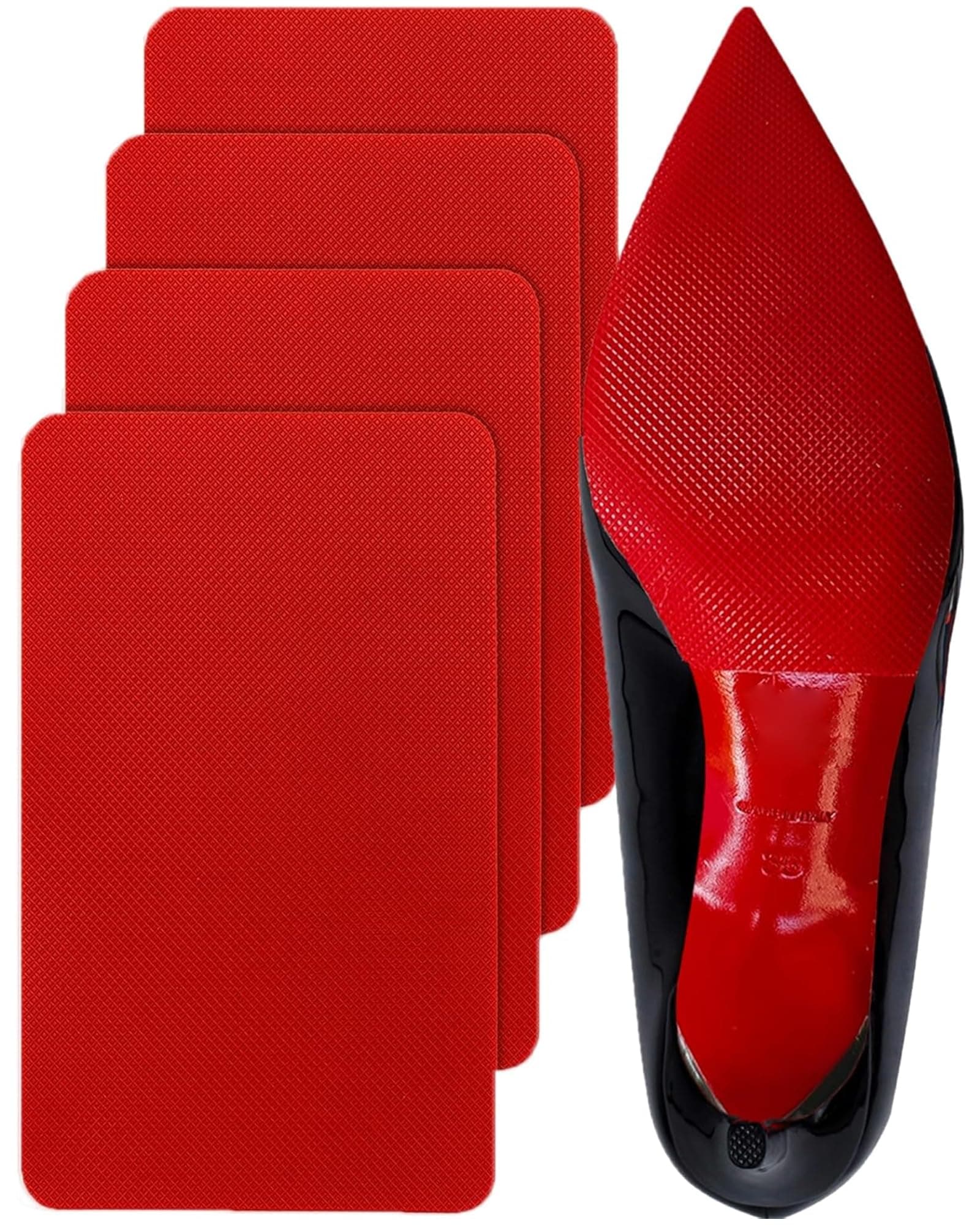 CZBYXA12 Red Bottom Shoe Protector,Self-Adhesive Red Bottoms Sole Protector Compatible with Christian Louboutin High Heels,Gel Red Bottom Protectors for Men Womens(6"x4" Red-2Pairs)