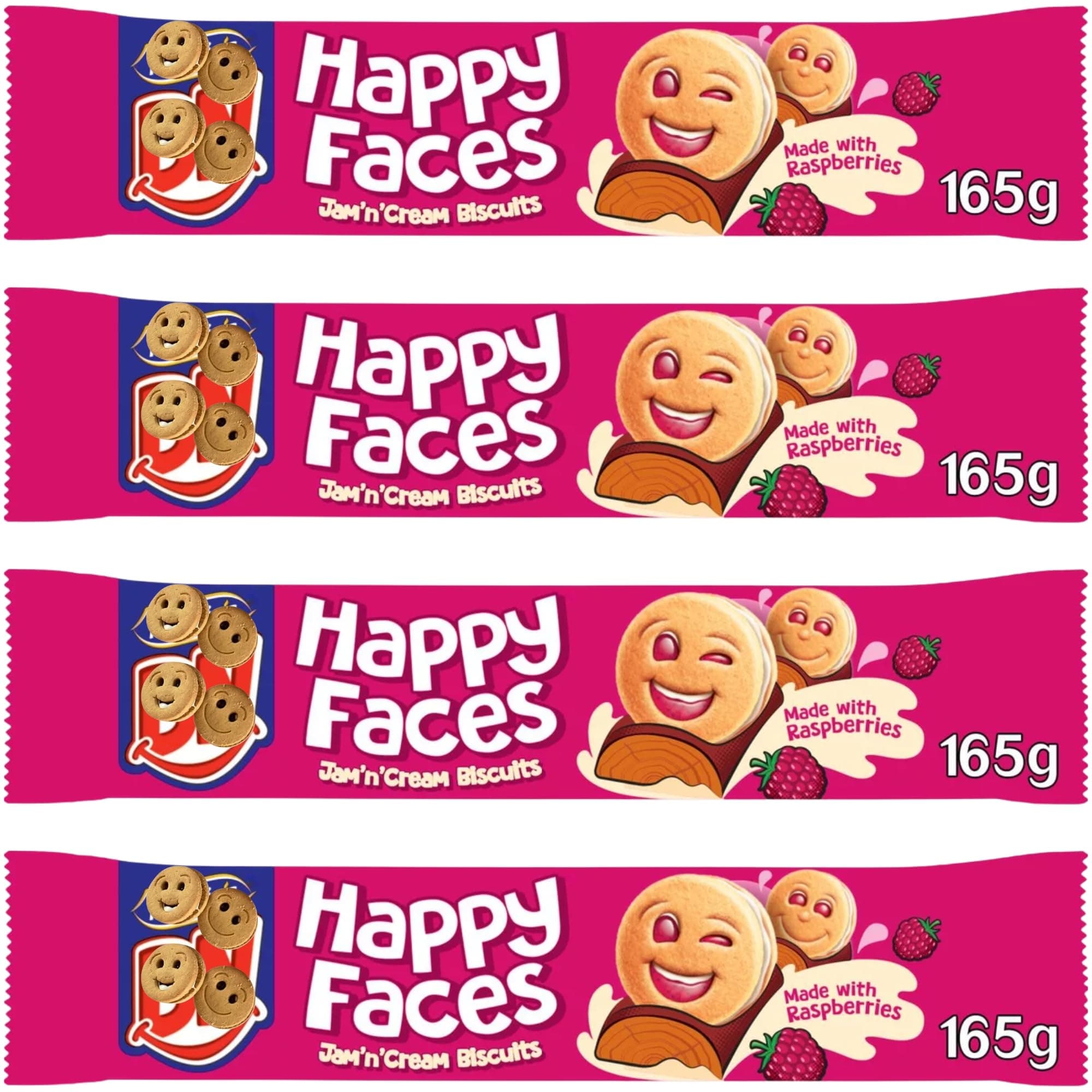 Biscuits Bundle With BN Happy Faces Jam 'n' Cream Biscuits 165g (4 Pack)