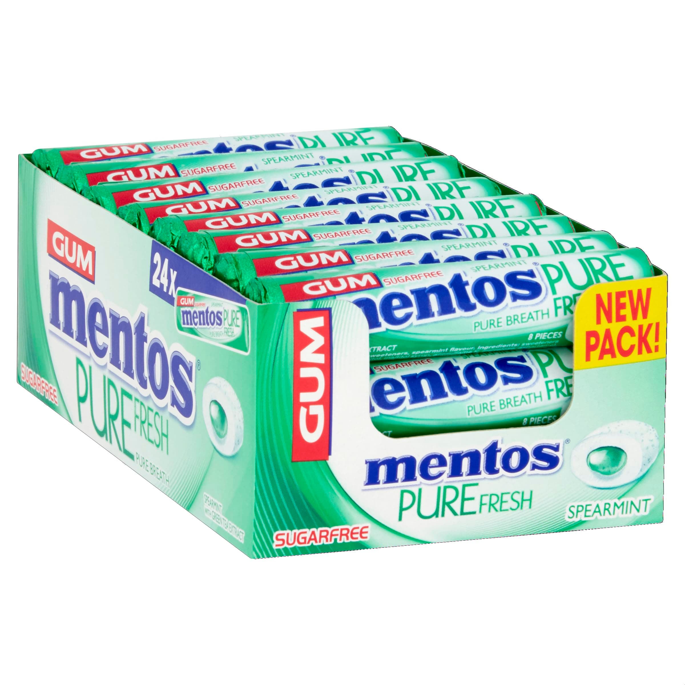 Mentos Pure Fresh Bubble Fresh Flavour, Sugar Free Chewing Gum With Xylitol - 24 x 8 Pieces