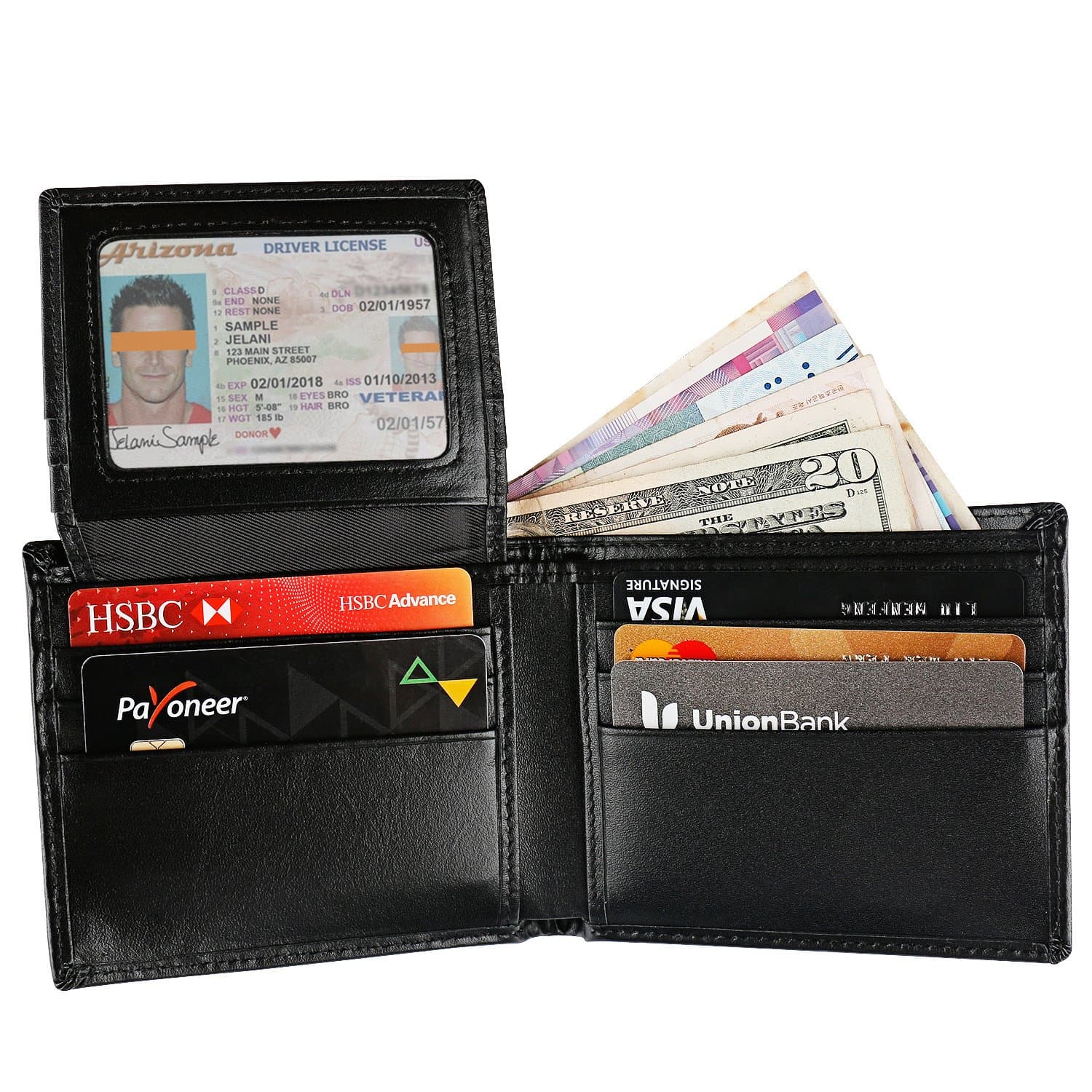 HOMETEKE RFID Blocking Wallet Genuine Leather Wallet for Men Travel Bifold