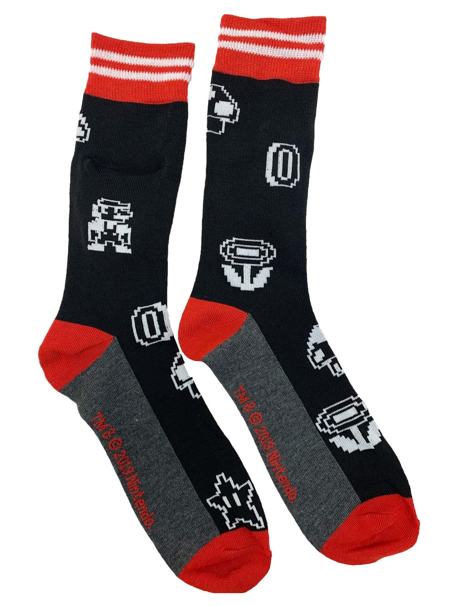 BioworldSuper Mario Bros Dungeon Mario 8 Bit Crew Sock Pair Black