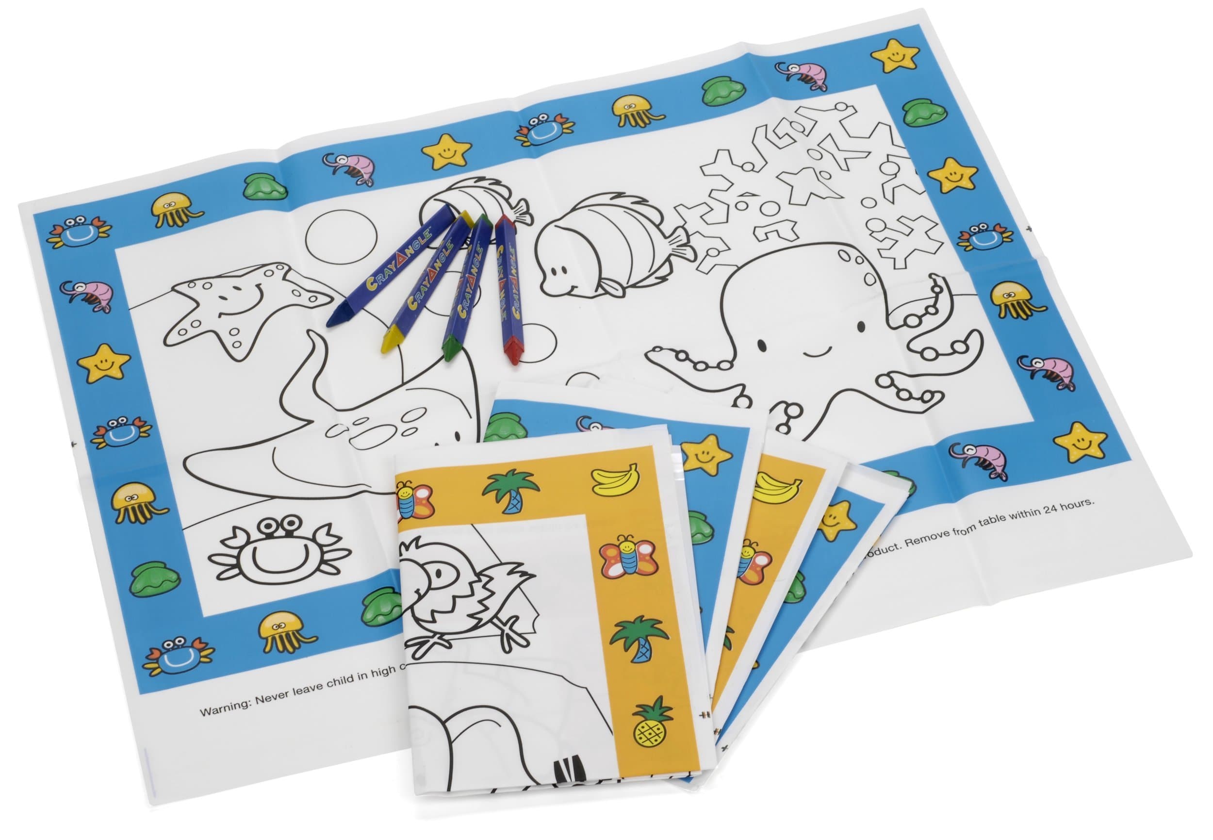 Green & Clean Range Placemats 20 Pack with anti roll crayons