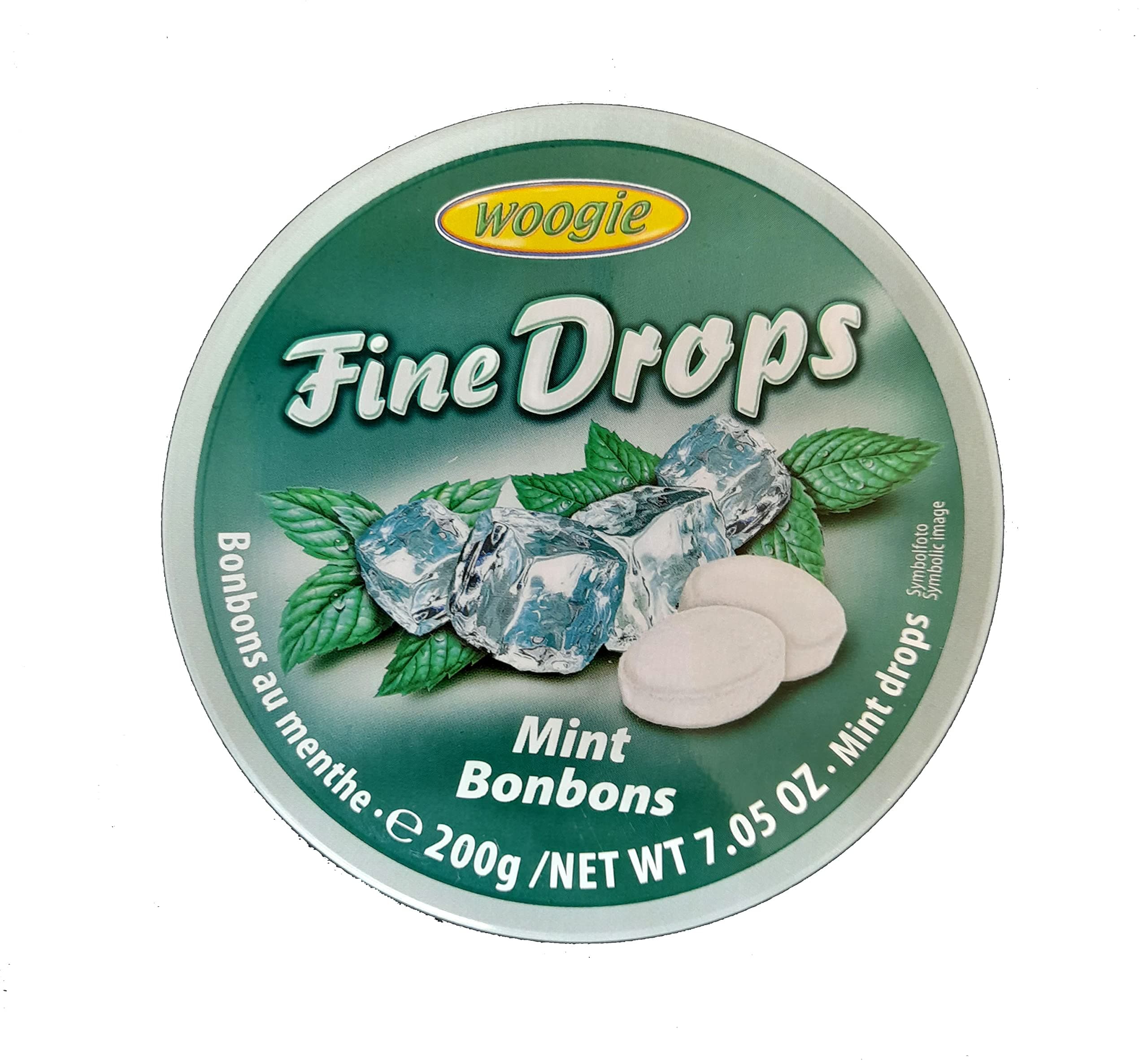 GunzRefreshing Woogie Fine Drops Mint Candies in Tin Round Case - Easy Open & Close Tin Container for Refreshing the Breath with Convenient Round Drops (200g)
