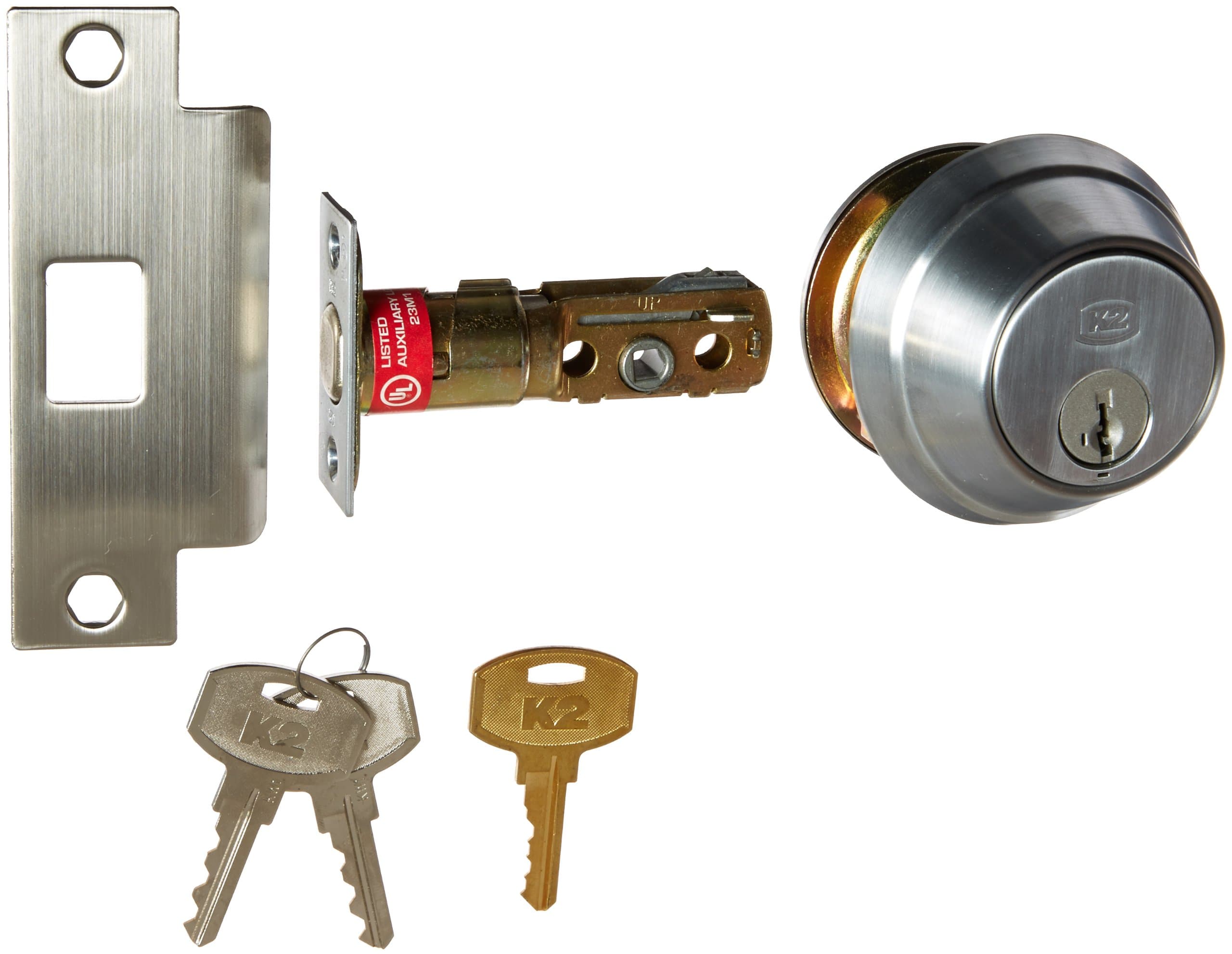 Stanley Commercial Hardware Commercial Key Control Auxiliary Deadbolt from The QDB200 Collection, 6-Pin, Kwikset SmartKey Keyway, Satin Chrome Finish