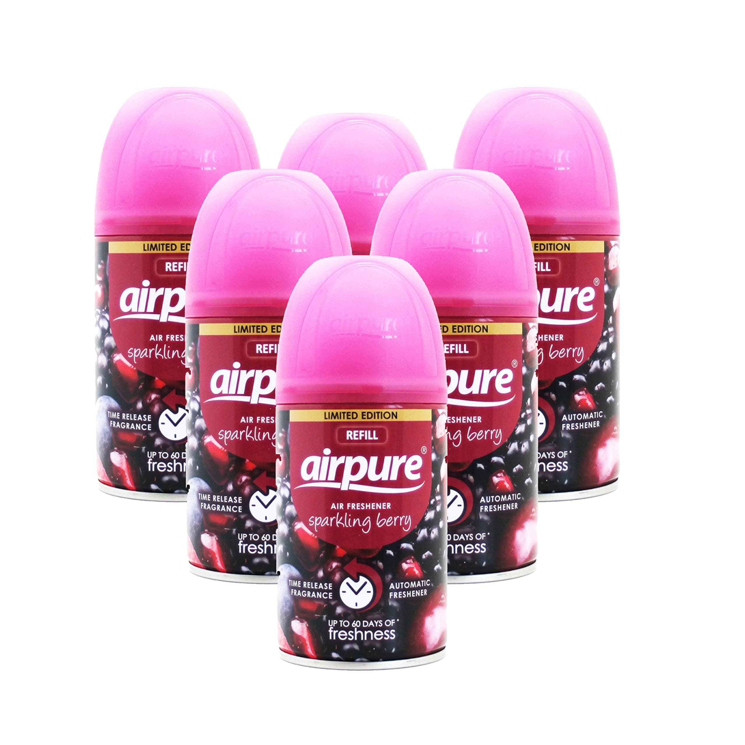 6 X FRESHMATIC AUTOMATIC SPRAY REFILLS 250ML SPARKLING BERRY AIRWICK COMPATIBLE, Pack of 6