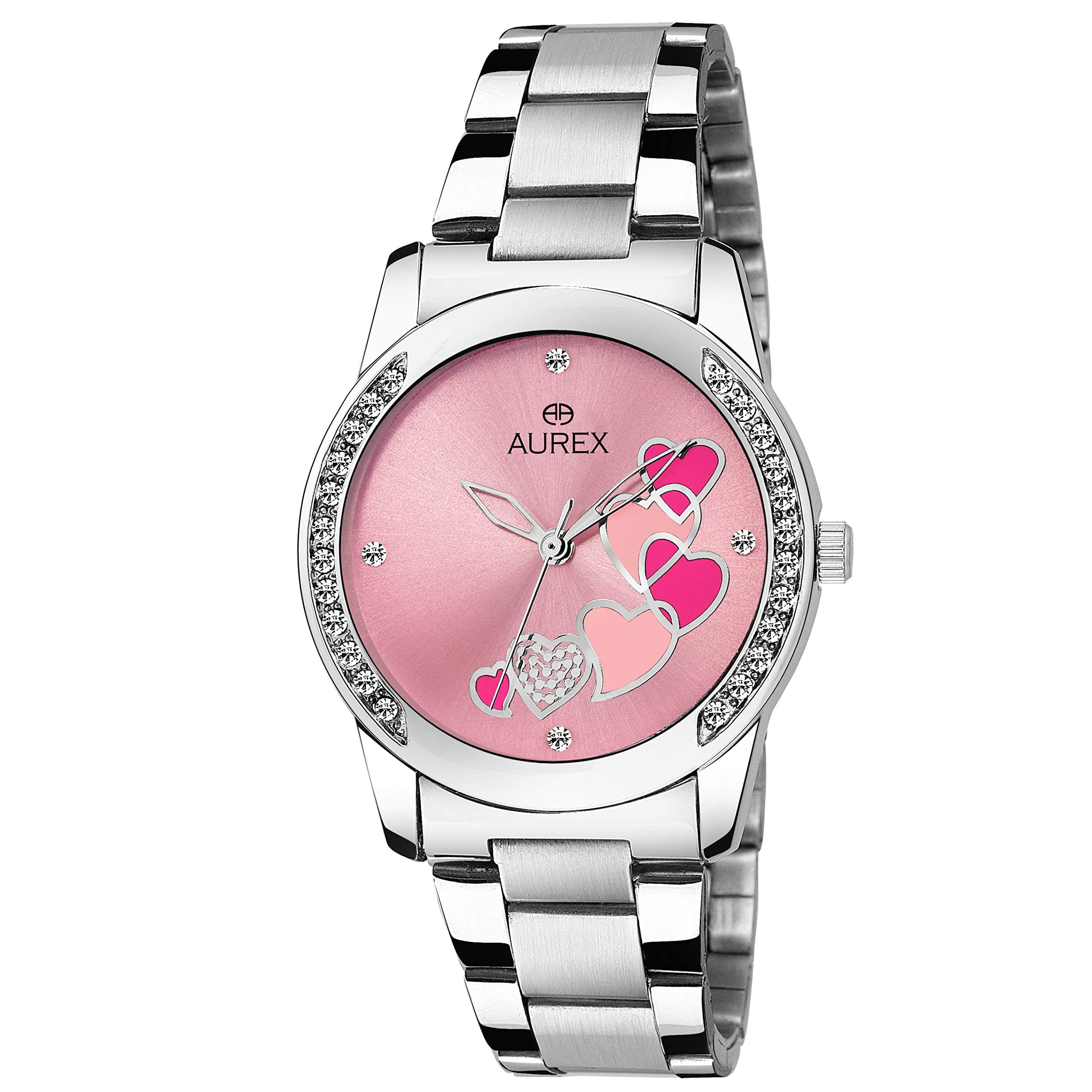 Analogue Women's Watch (Pink Dial Silver Colored Strap)