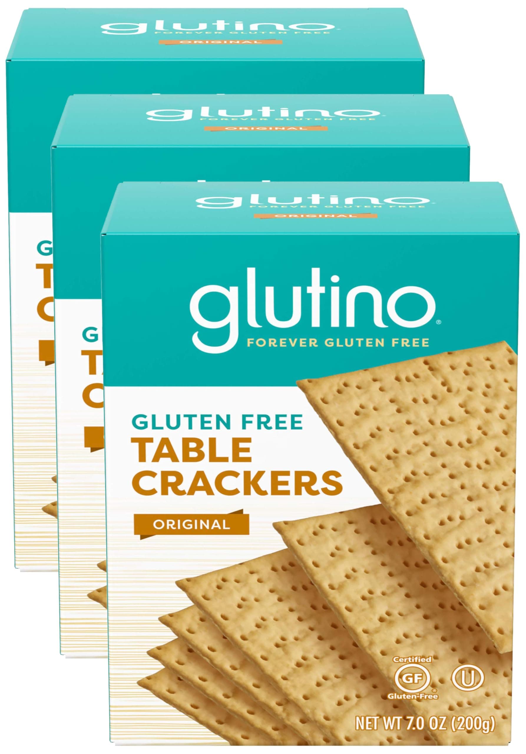 Gluten Free Table Crackers, Premium Squares, Original, 7 oz (Pack of 3)