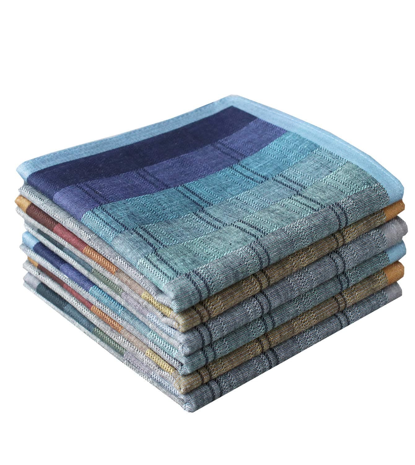 Mens Luxury 100% Cotton Handkerchiefs Plaid Pack