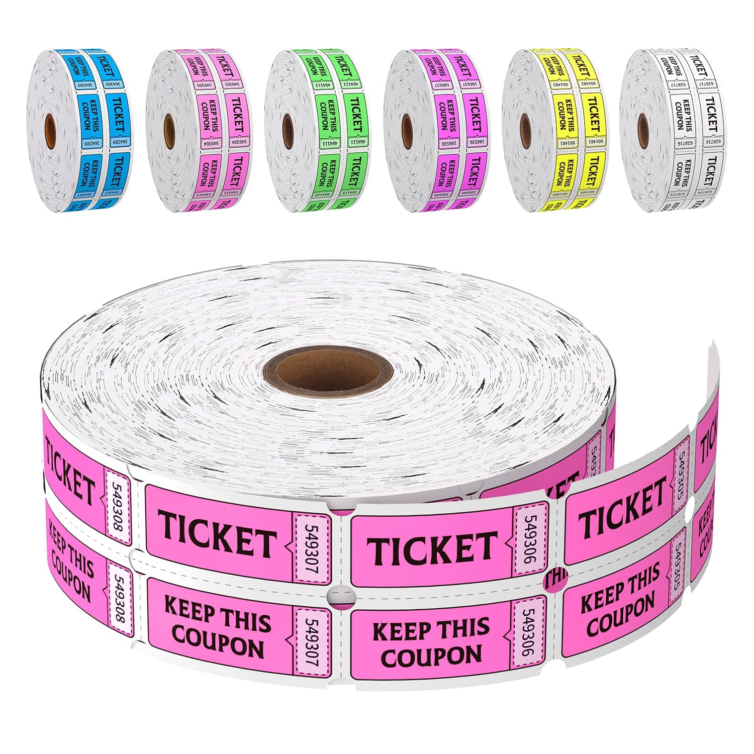 Fluorescence Raffle Tickets Double Roll 2000 Tickets Neon Red 50/50 Tickets for Events, Entry, Class Reward, Fundraiser & Prizes