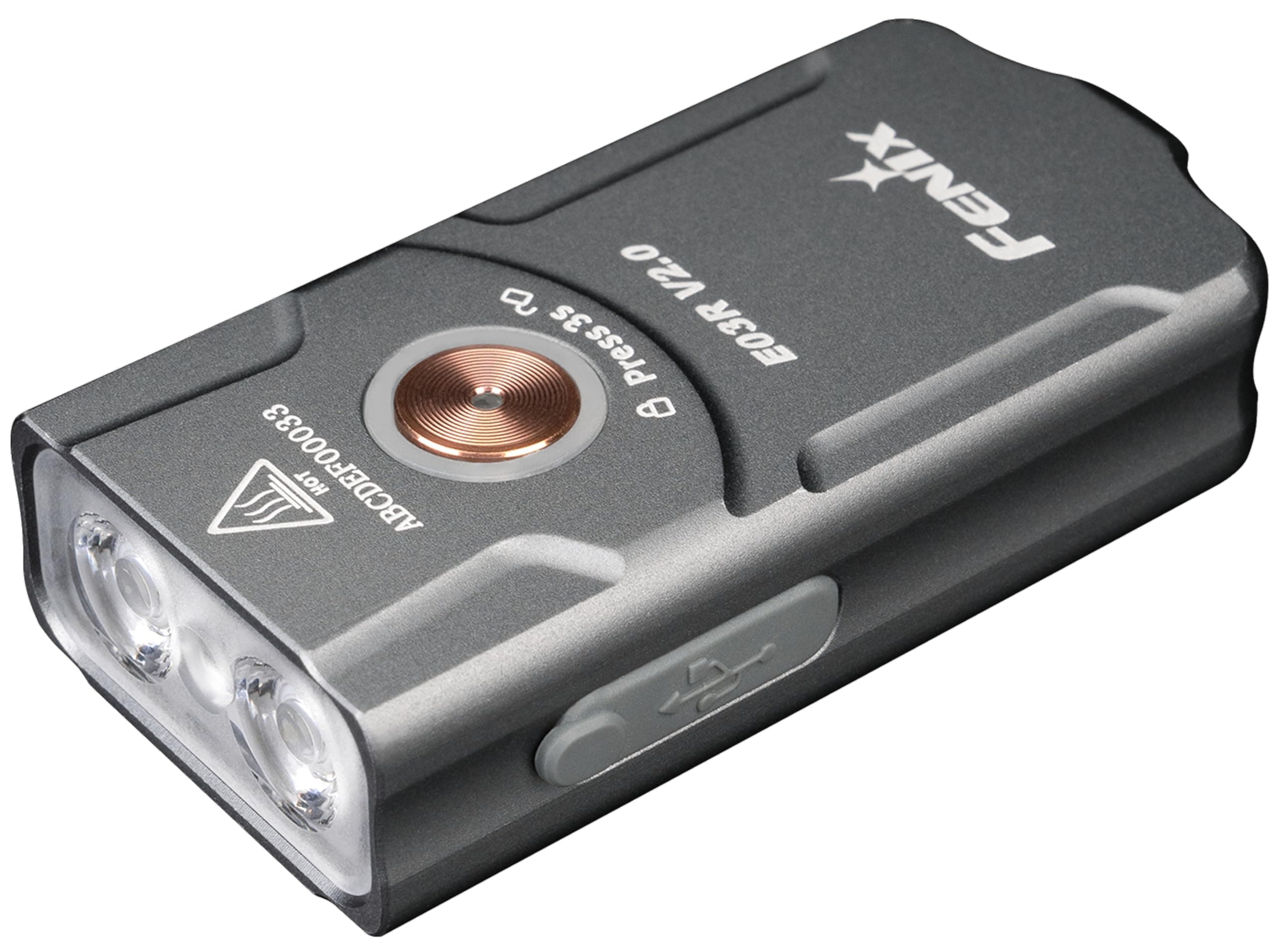 E03R v2.0 Grey, Rechargeable Lightweight Keychain Torch | 500 Lumens | 90m | 30 Hrs Max | Red Light Mode | USB-C Charging | IP66