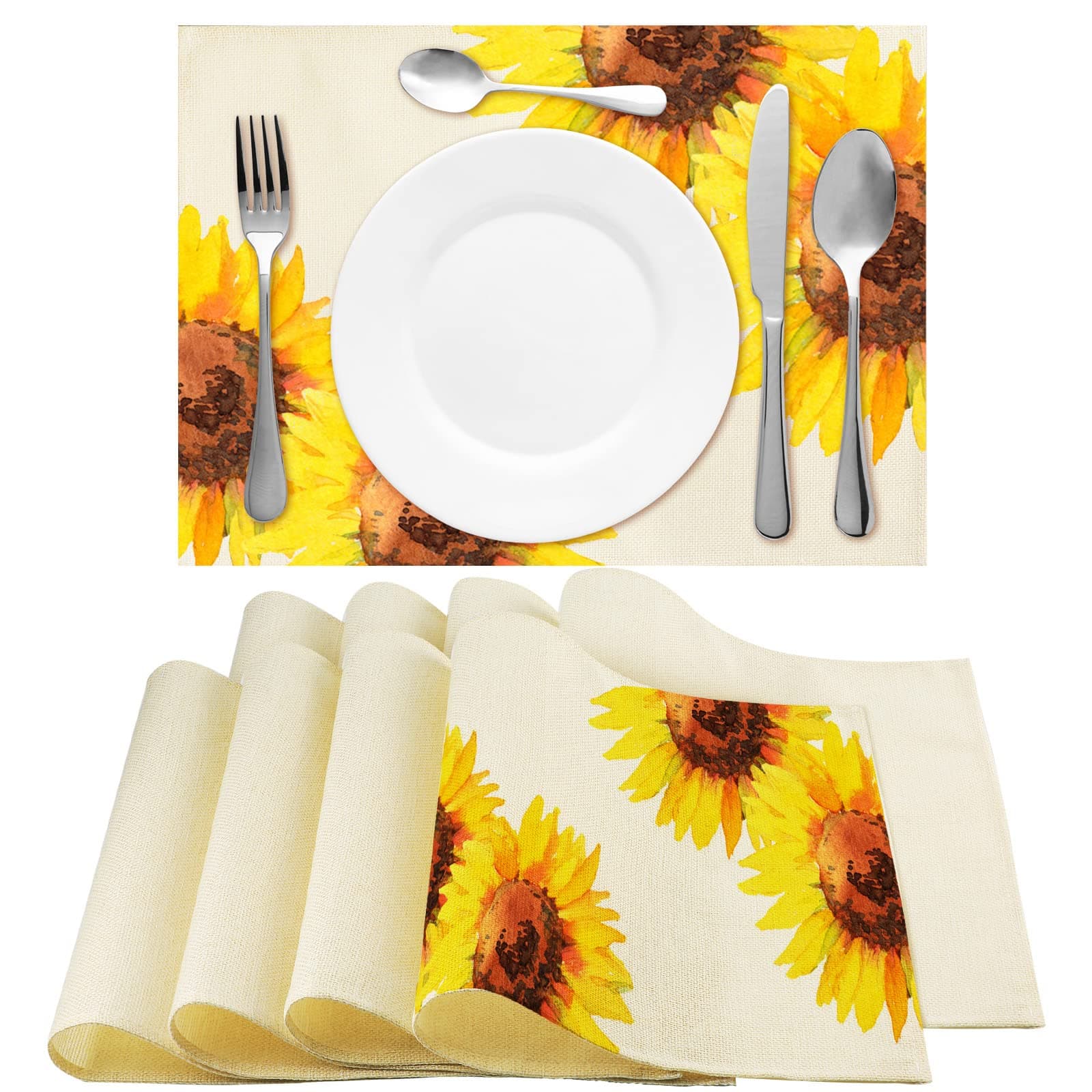 Tegeme 16 Pieces Sublimation Blank Placemats Mats White Burlap Washable Placemats for Christmas Dining Tables Birthday Party Wedding DIY Table Mats Home Kitchen Holiday Table Decor 12 x 16 Inch
