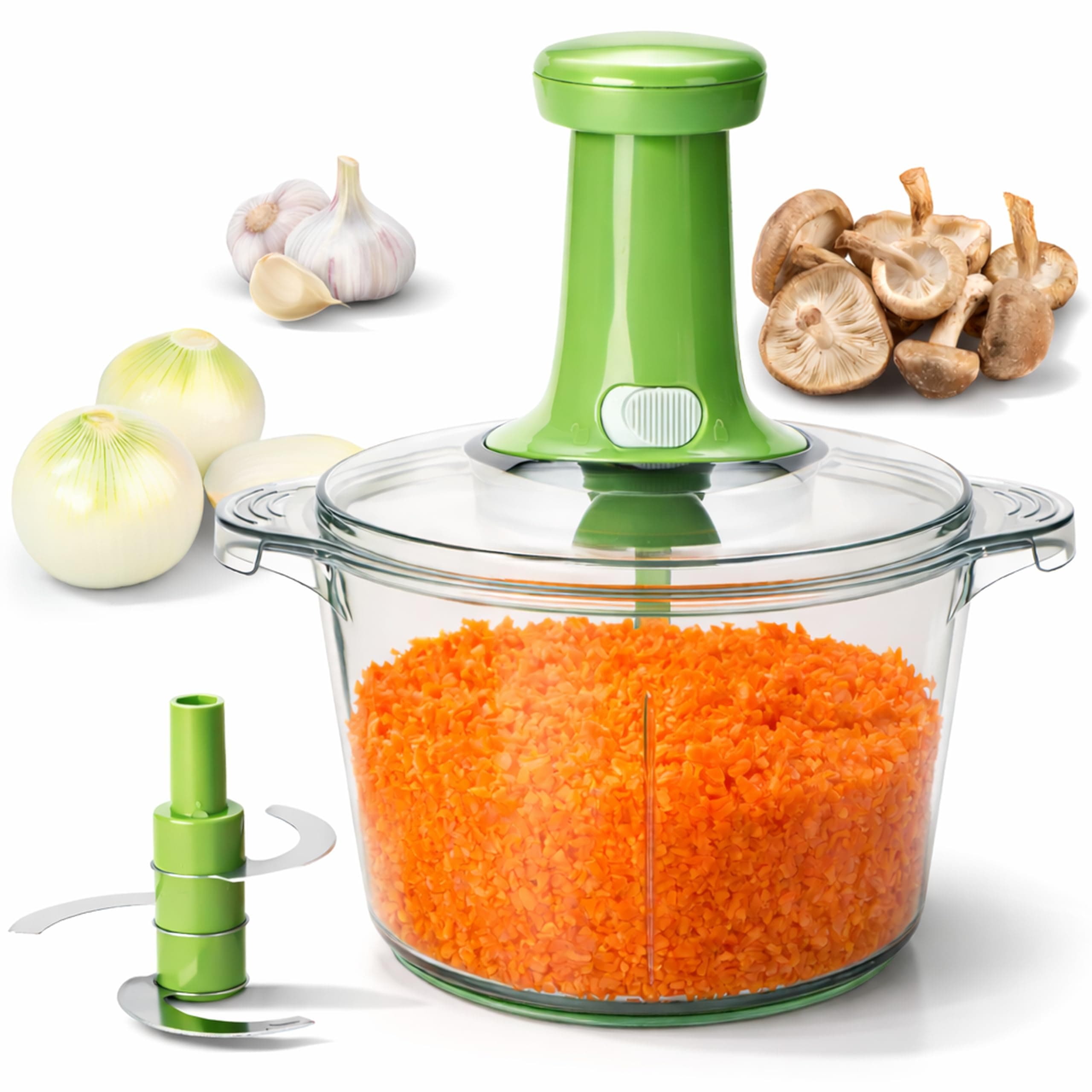 Brieftons Express Manual Food Chopper: Large 8.5-Cup, Hand Chopper Vegetable Cutter to Chop Veggies, Fruits, Herbs, Garlic Onion Chopper for Salsa, Salad, Pesto, Guacamole, Coleslaw, Indian Cooking