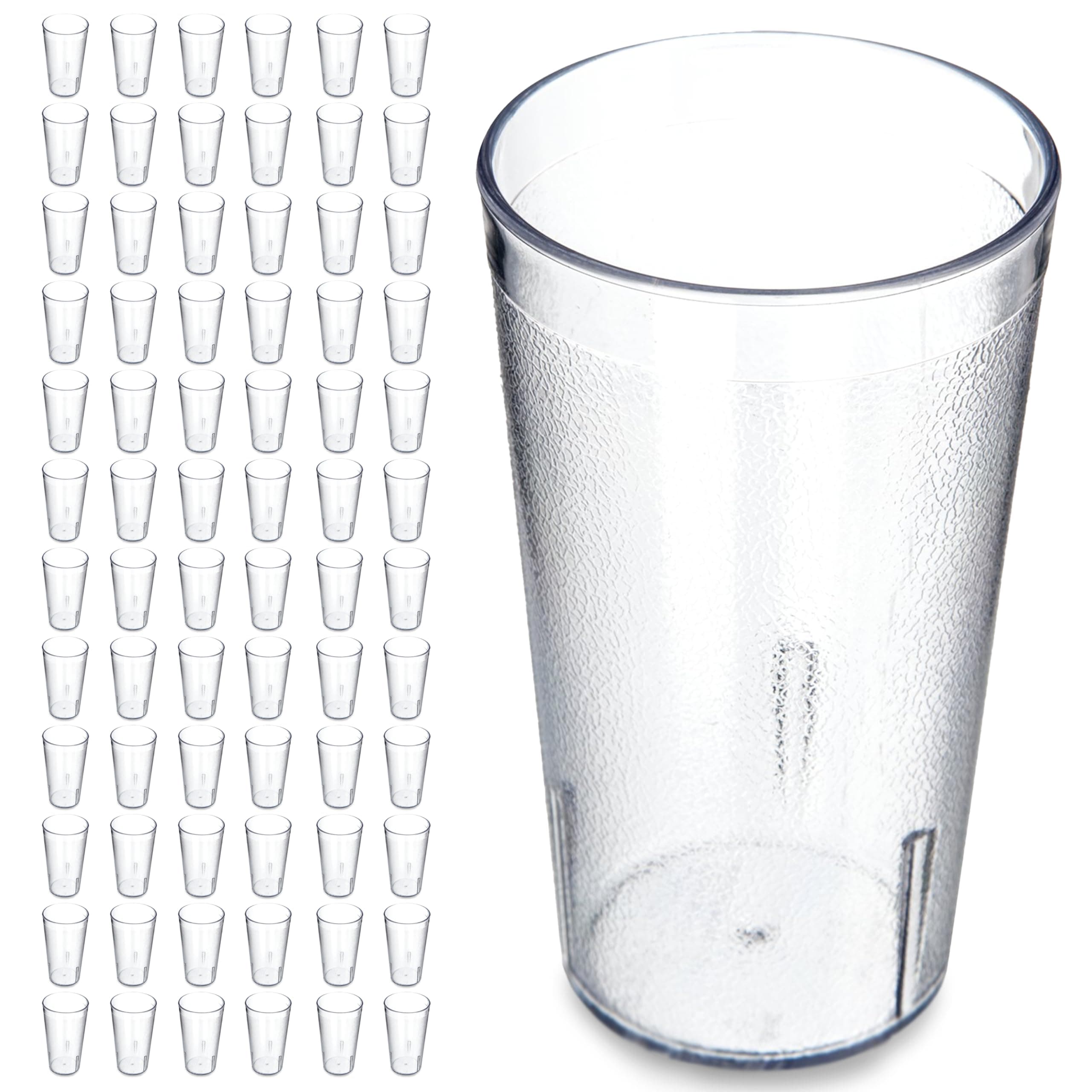 Stackable Tumbler with Pebbled Exterior for Restaurants, Cafeterias, And Fast Food, Plastic, 12 Ounces, Clear, (Pack of 24)
