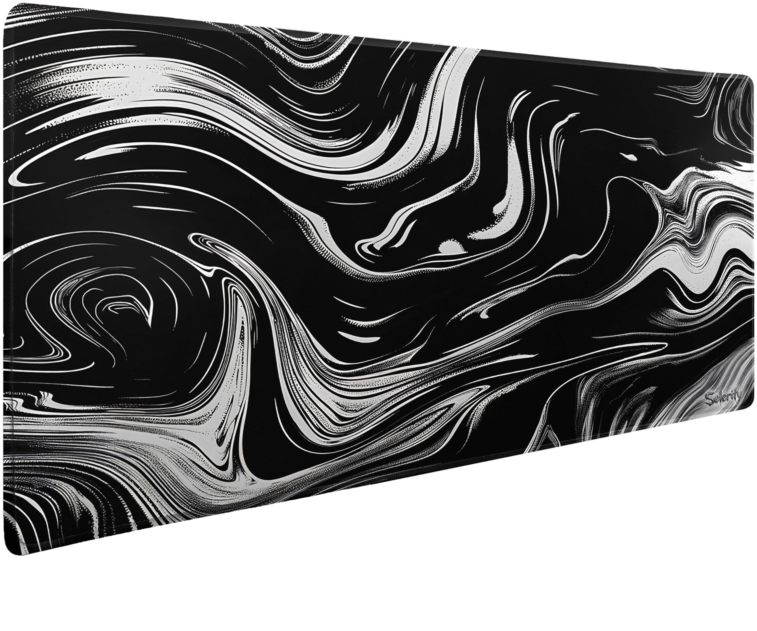 Large Waterproof Gaming Mouse Pad, Thick (4mm) |35.5x16x0.16 |Stitched Edges, Control and Speed, Anime Extended Keyboard XL Black and White Desk Mat with Rubber Base 900х400mm (Picaso Black White).