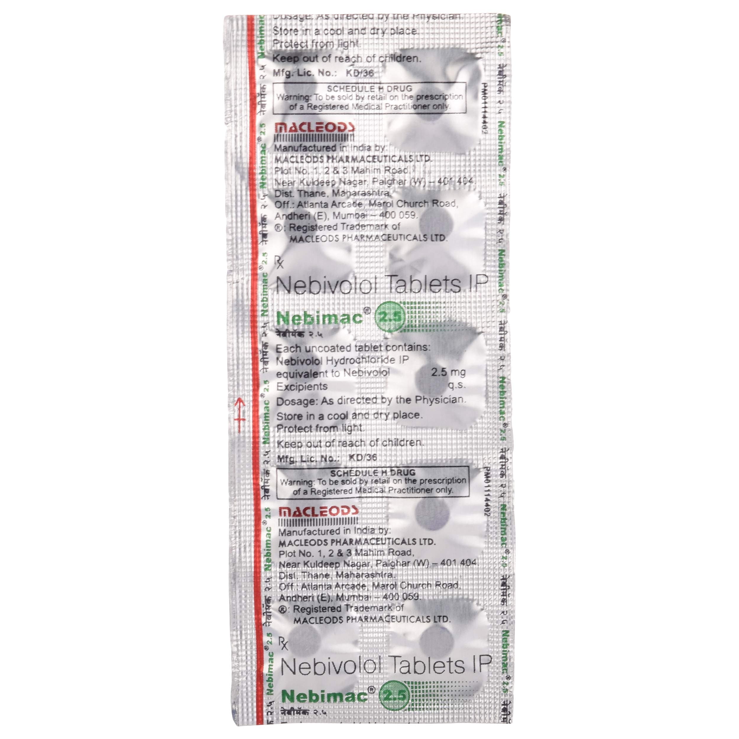 Nebimac 2.5 - Strip of 10 Tablets