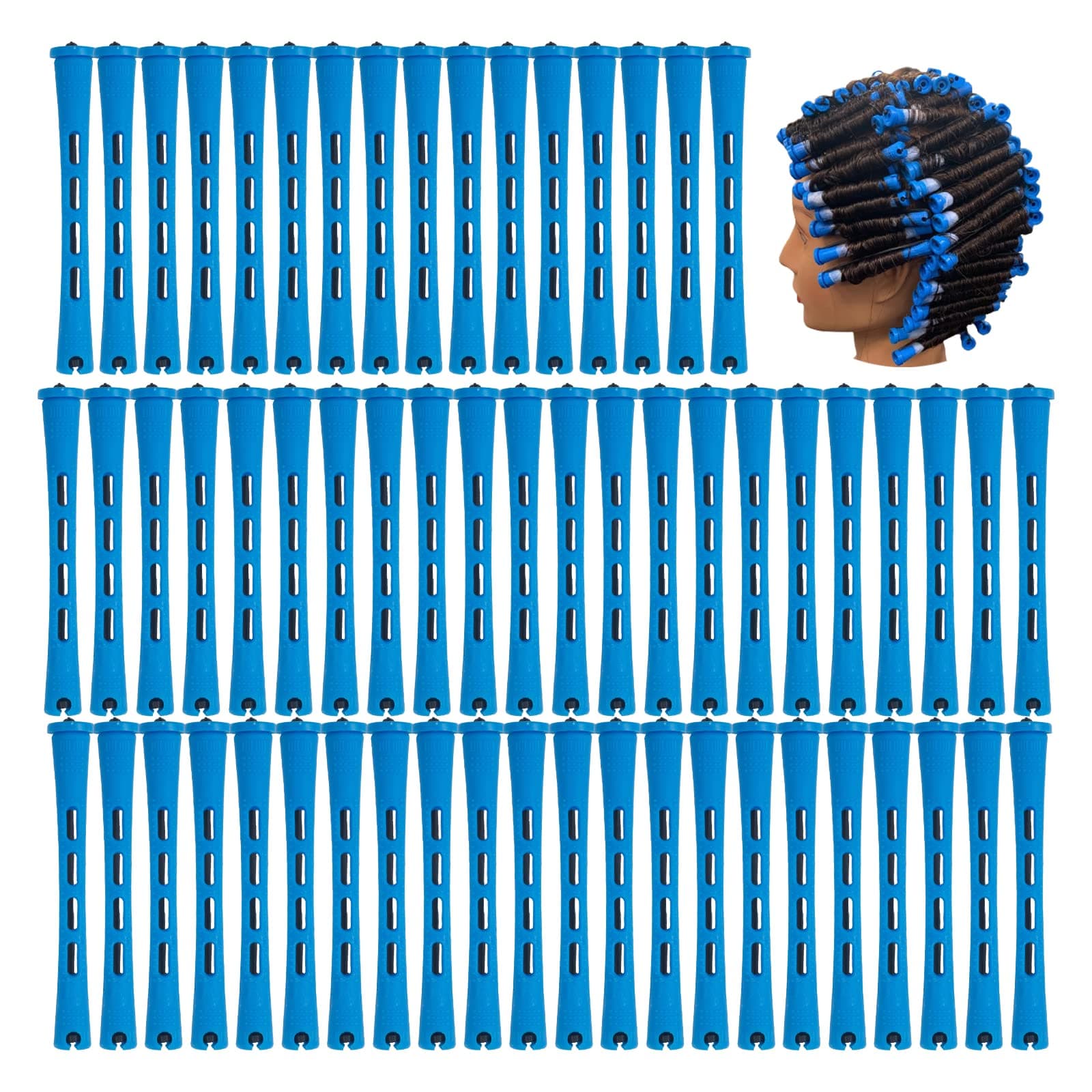 – Perm Rods,60 pcs Small Size Hair Rollers for Natural Hair Long Short Hair Styling Tool Hair Curlers 0.35 inch Blue Color