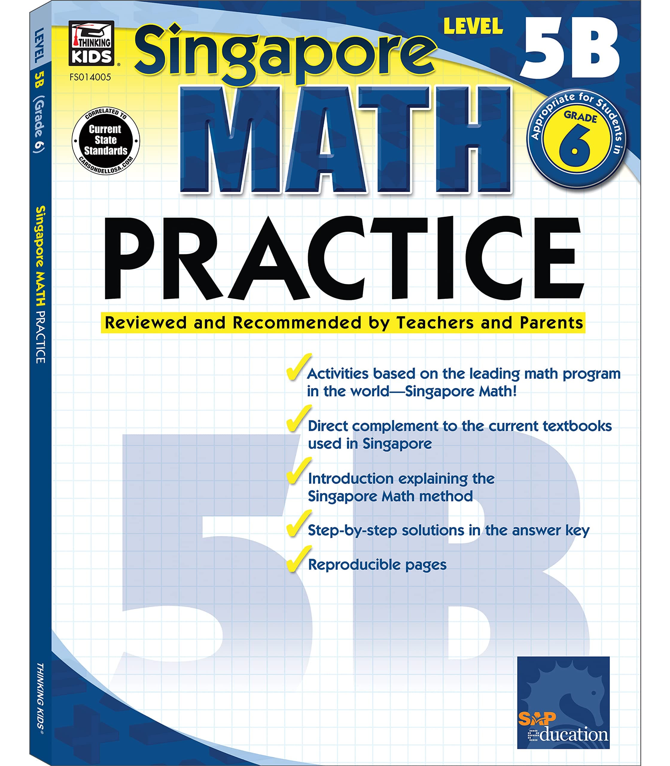 Singapore Math – Level 5B Math Practice Workbook for 6th Grade, Paperback, Ages 11–12 with Answer Key Paperback – 15 Jun. 2009