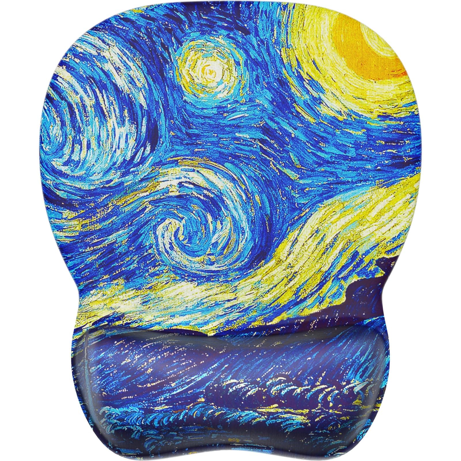 MROCO Ergonomic Mouse Pad with Gel Wrist Rest, Comfortable Mousepad with Smooth Wrist Support Surface and Non-Slip PU Base for Pain Relief, Computer, Laptop, Office & Home, 9.4 x 8.1 in, Starry Night