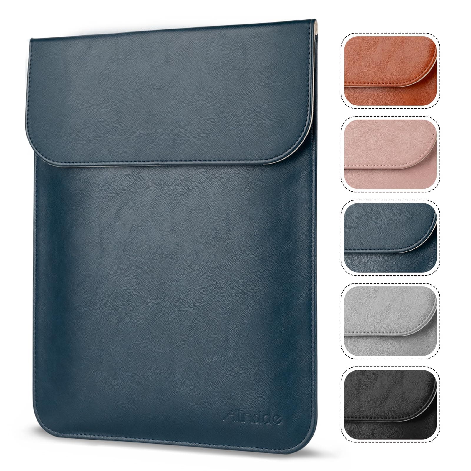 Allinside 15-16 inch Laptop Sleeve Case Compatible with MacBook Pro 16 2021-2026/MacBook Pro 15 2016–2019, Waterproof PU Leather Laptop Sleeve Bag Protective Vertical Case Cover, Blue