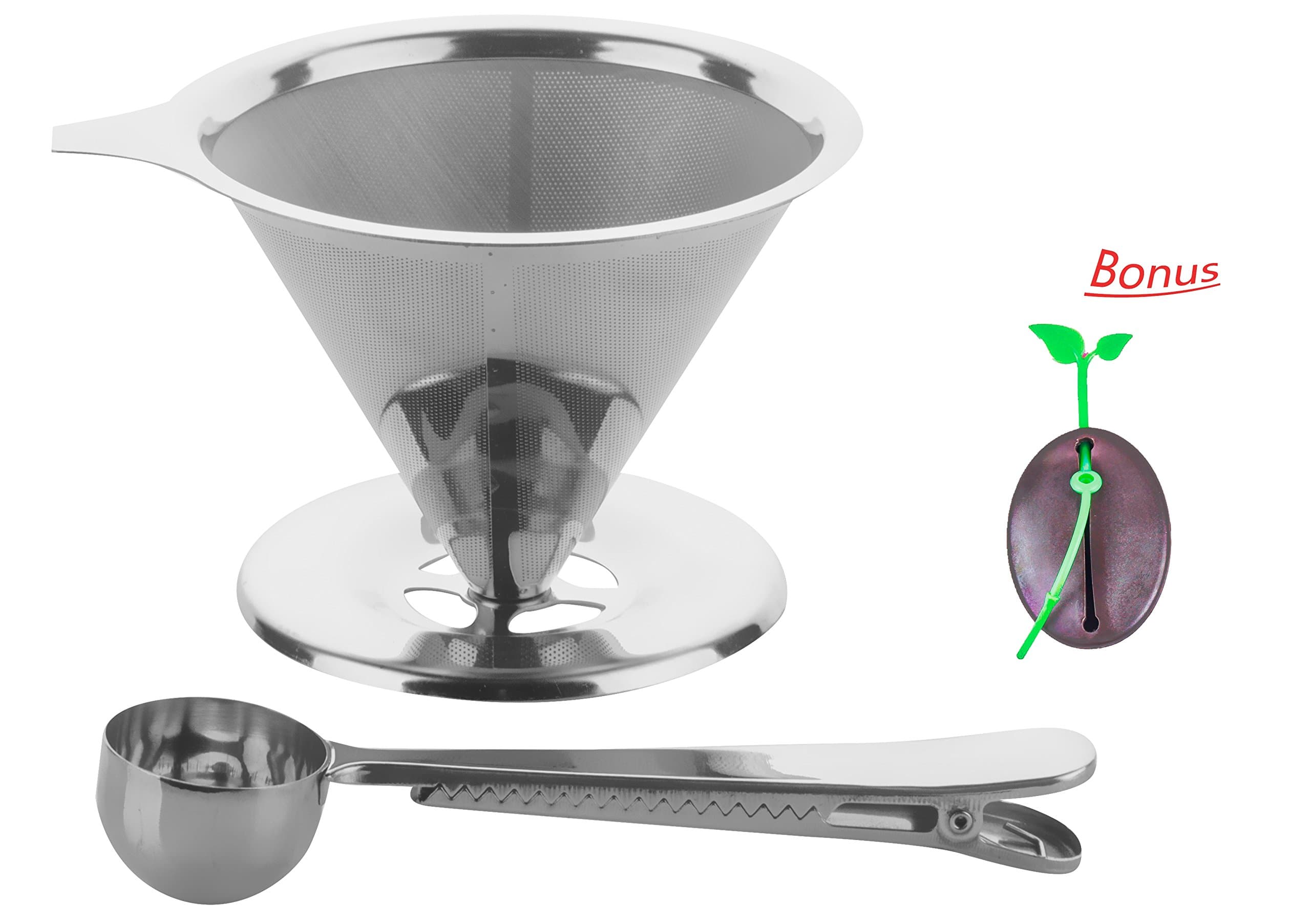 Supreme Stainless Steel Pour Over Coffee Dripper Reusable Coffee Filter & Single Cup Coffee Maker|Camping Coffee Maker