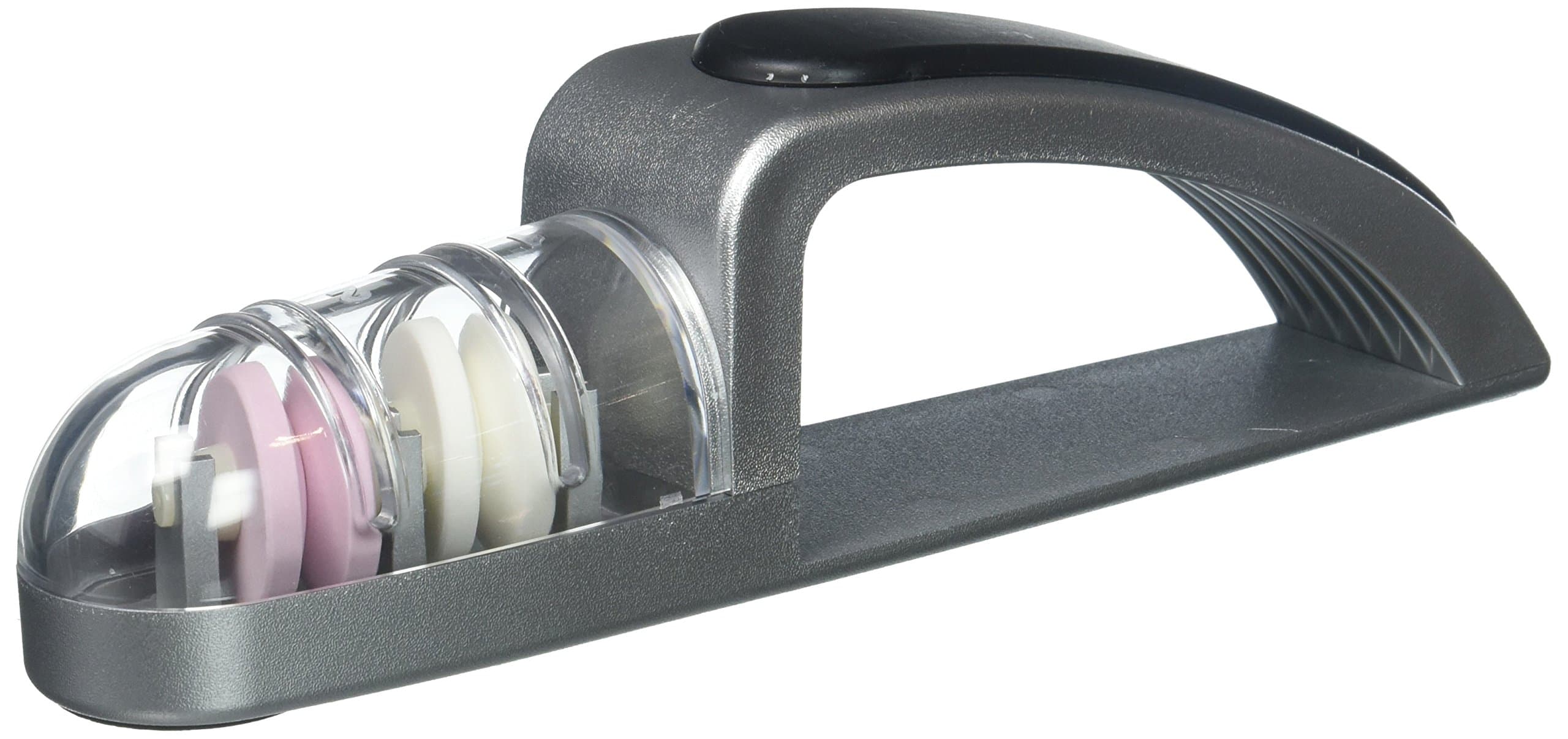 Global MinoSharp 440/SB, 2 Stage Ceramic Wheel Knife Sharpener, Silver/Black