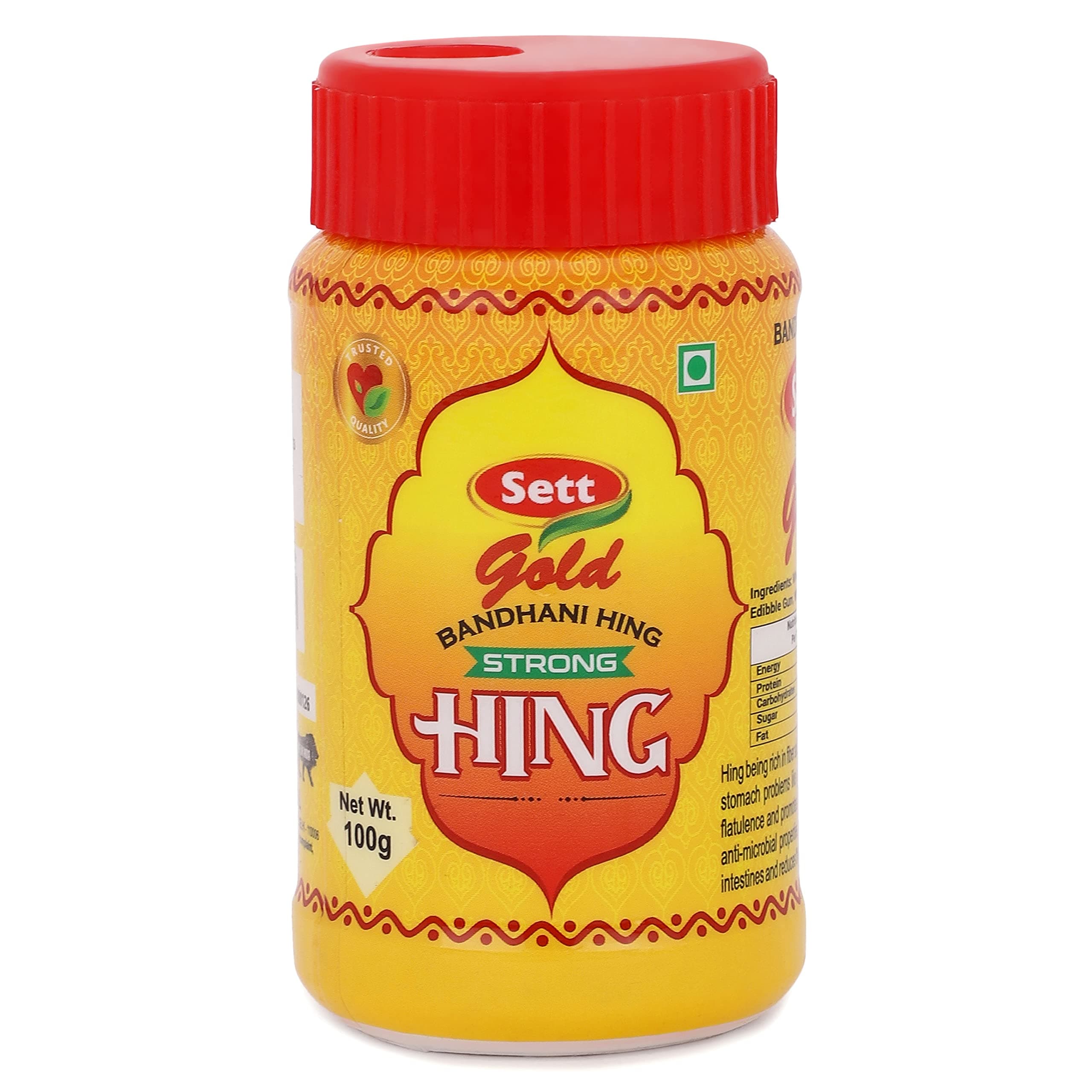 Sett Premium Compounded Hing (100g) | Strong Asafoetida (Hing) for Cooking | 100% Pure and Organic Food Spice | Indian Flavor for Food | Strong Bandhani Hing (100g)