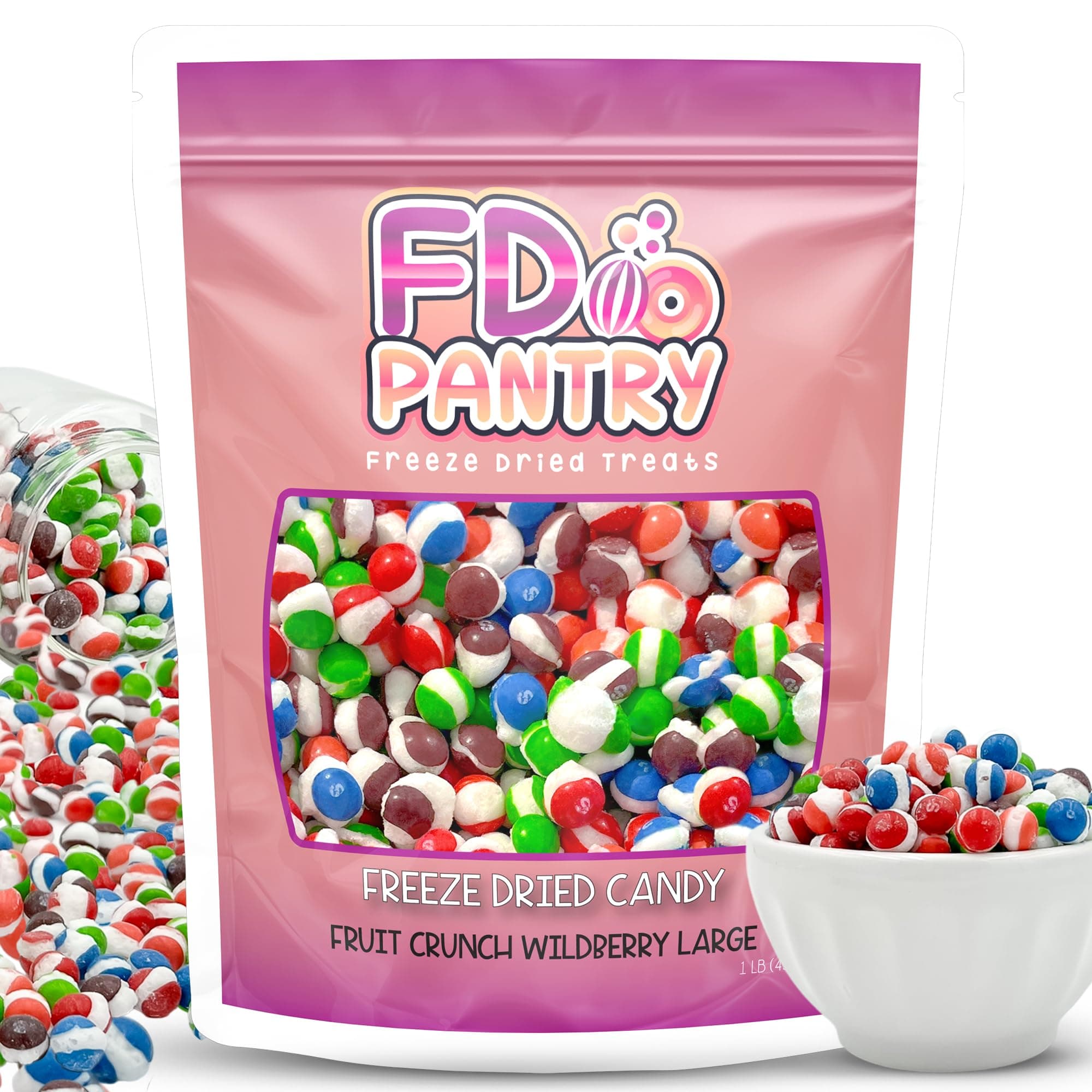 - Fruit Crunch Wildberry Freeze-Dried Candy, 16 oz, Assorted Wild Berry Flavors, Large Pouch, Ideal Gift Snack