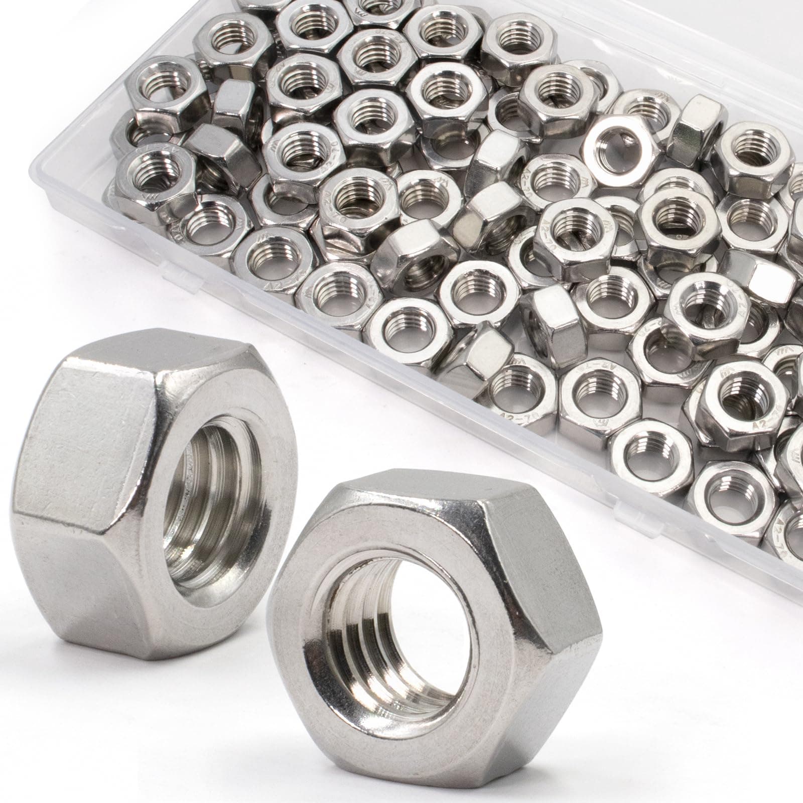 ZQZ M8-1.25mm Hex Nuts,90 Pack 304 (A2-70) Stainless Steel Hardware Nuts,Standard Metric Coarse Thread Nuts
