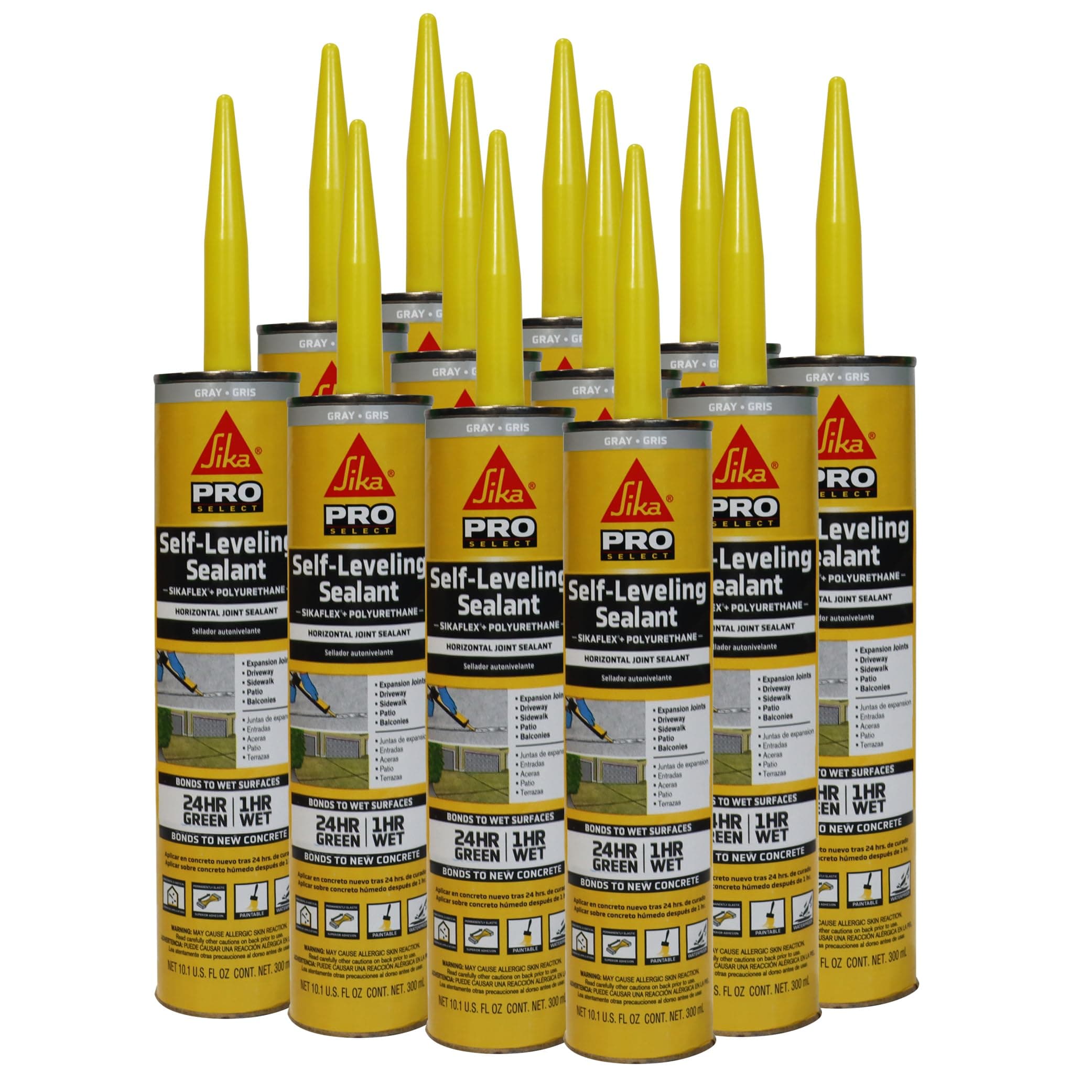 Sikaflex Self-Leveling Sealant, 12-Pack, 10.1 Oz, Gray – Easy Application, Quick-Curing, Waterproof & Weather-Resistant, Ideal for Driveways, Garages, Sidewalks, and Concrete Joints