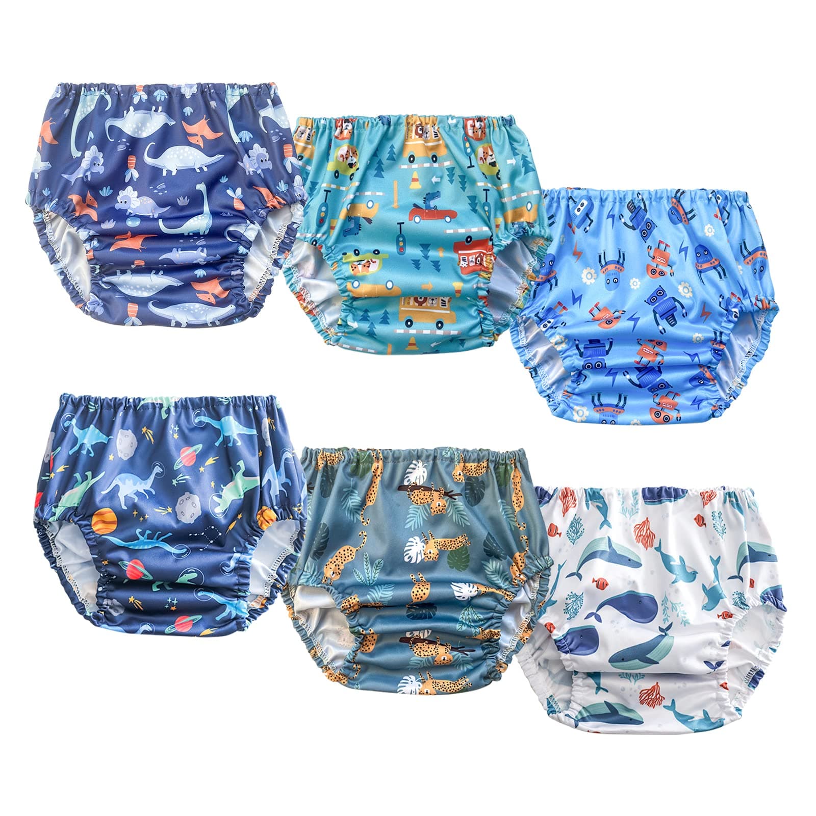 6 Packs Waterproof Potty Training Plastic Underwear Covers for Potty Training Pants and Good Elastic Rubber Pants for Toddlers Disposable Diapers Boys 4t