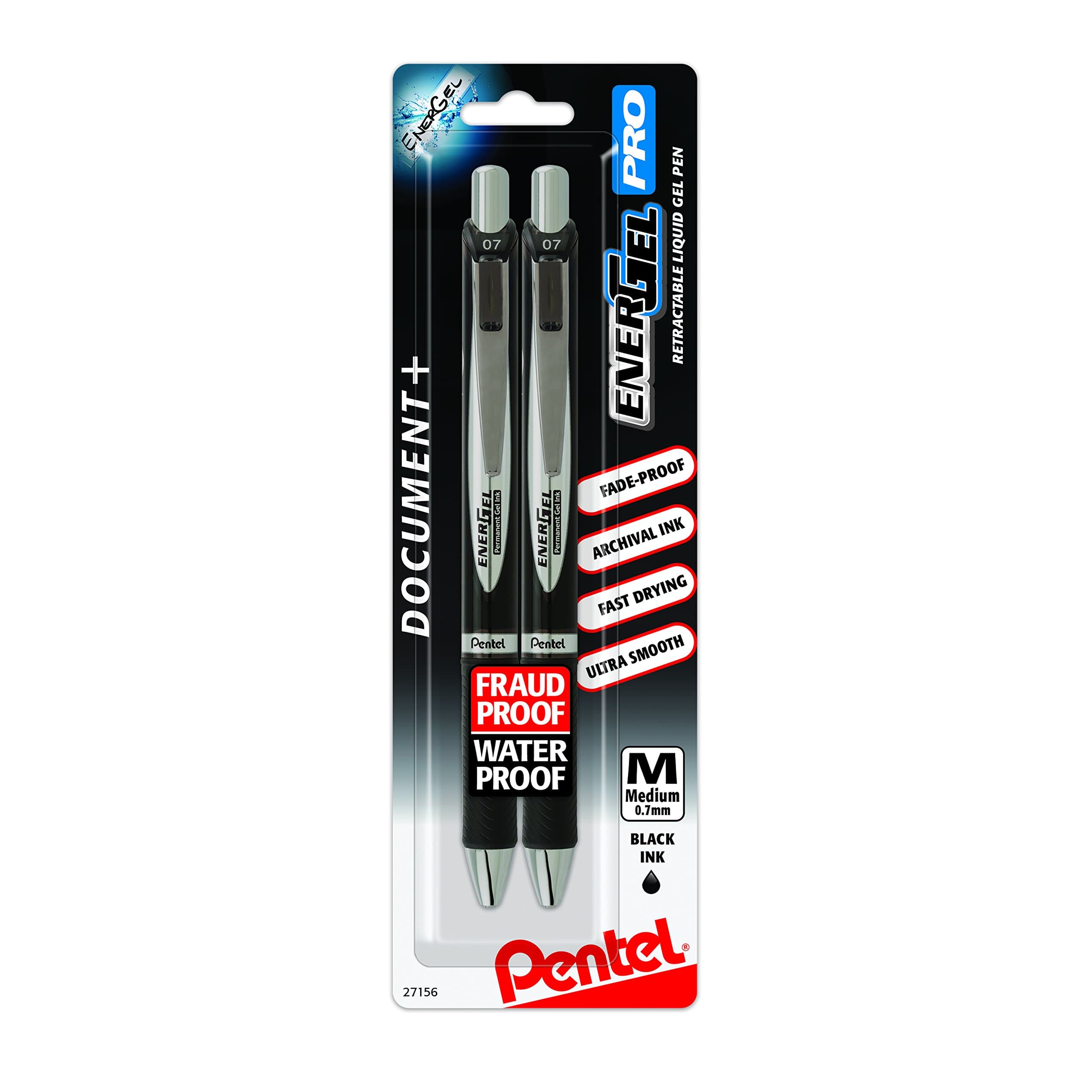 PENTEL ARTS ENERGEL PRO Pen 2/PK Black, 2 Pack