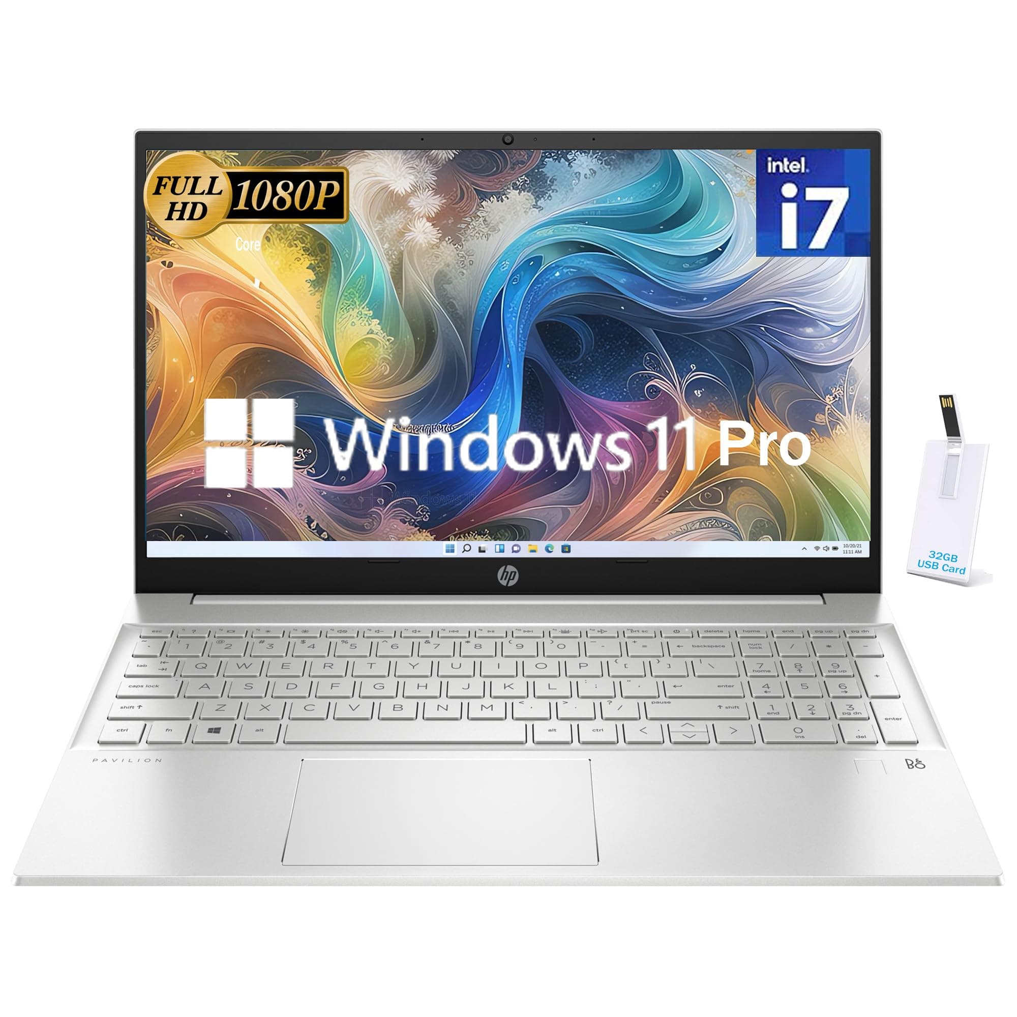 HPNewest Pavilion 15.6'' Laptop, Intel Core i7-1355U Processor, 64GB RAM, 1TB SSD, Bluetooth 5, WiFi 6, Webcam, HDMI, Windows 11 Pro,(upgrade)