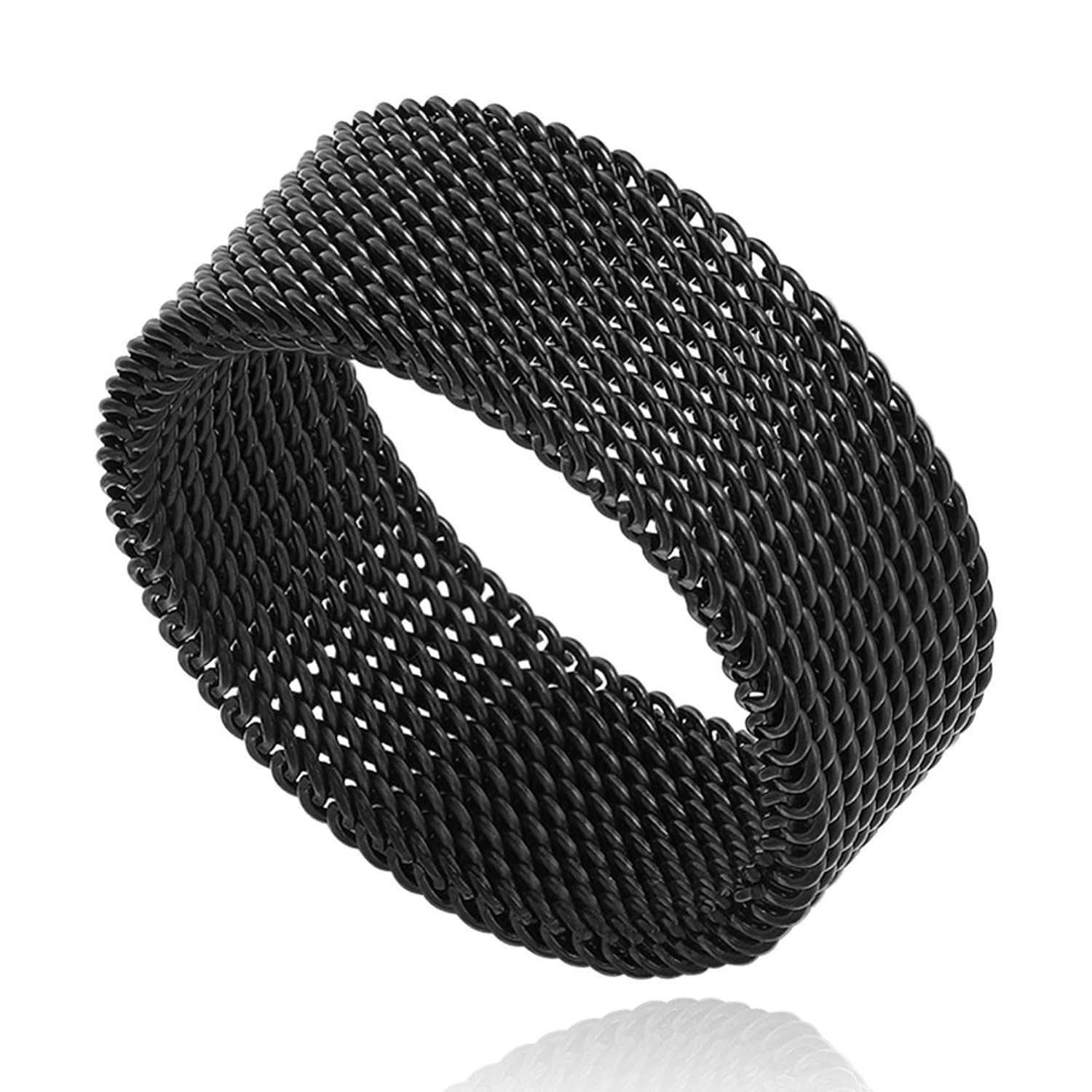 Milo Bruno 8MM Stainless Steel Mesh Ring (Black)