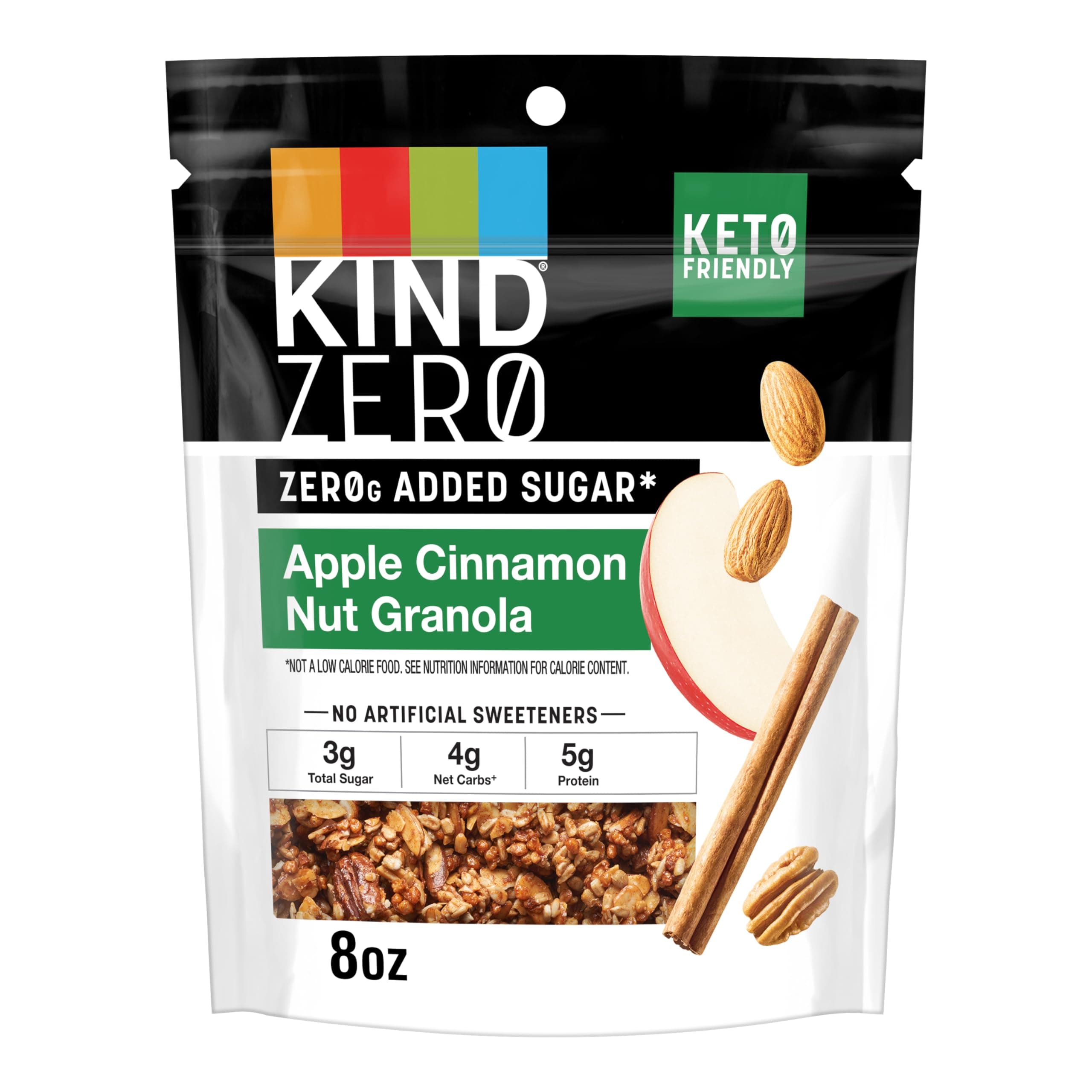 Zero Added Sugar Granola, Apple Cinnamon Nut, Gluten Free, Low Sugar, Keto Snacks, 5g Protein, 8oz, 1 Count