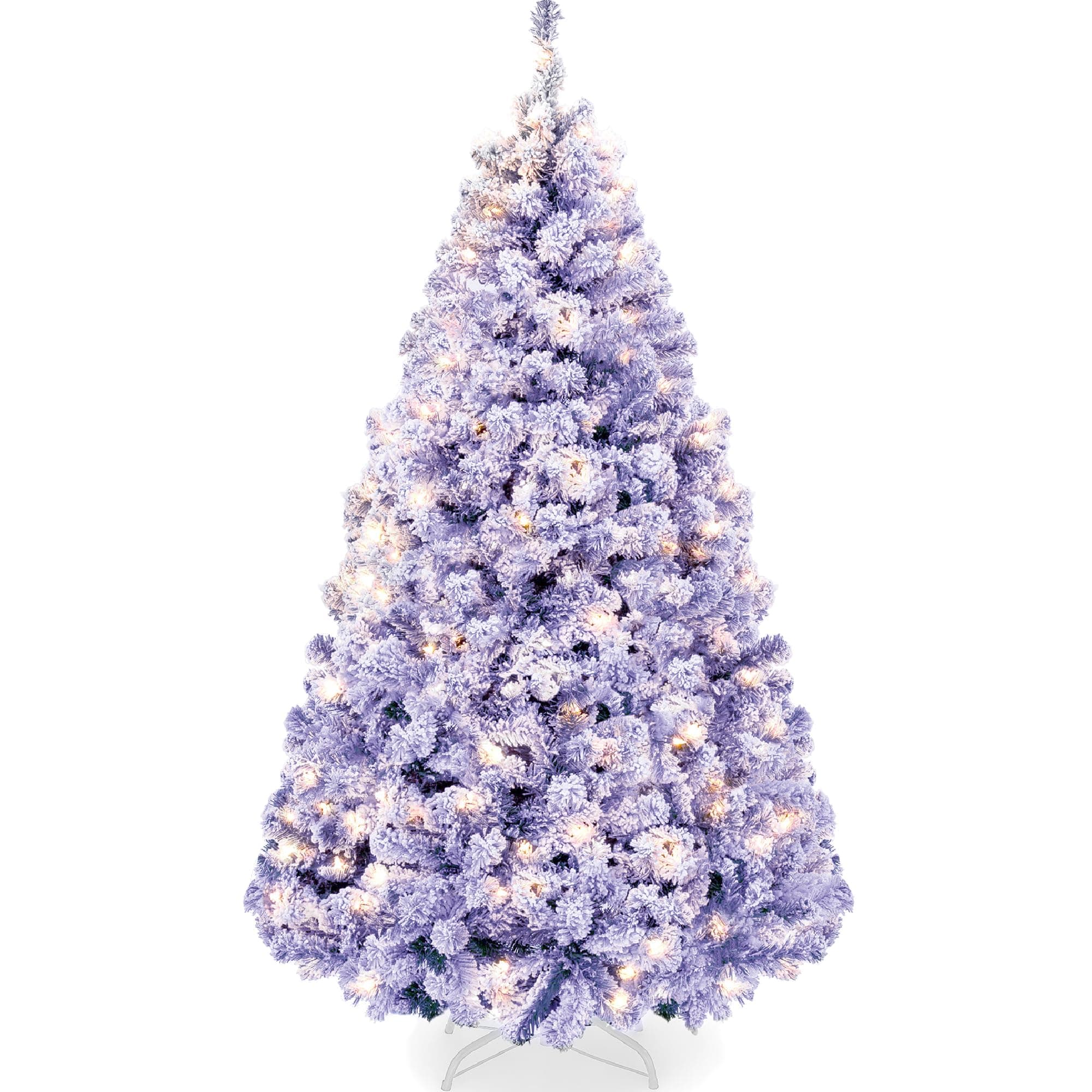 Pre-Lit Lavender Christmas Tree, 9ft Artificial Flocked Full Fir Tree, Holiday Decoration w/ 900 Lights, 2,094 Branch Tips