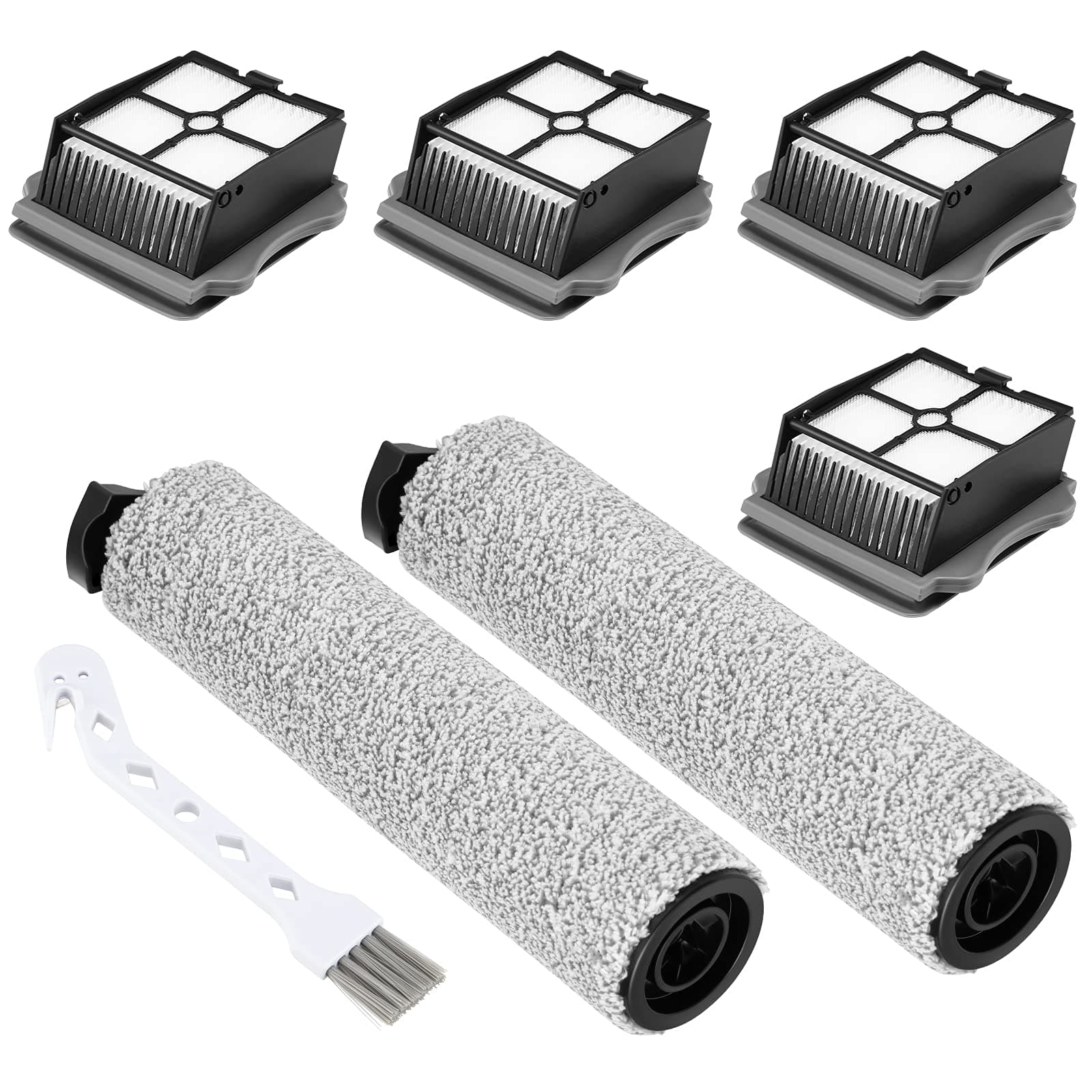 2+4 Pack iFloor 3/ S3 Brush Roller and HEPA Filter Set Compatible with Tineco iFloor 3/ Floor One S3 Cordless Vacuum Cleaner, 2 Pack Brush Rollers + 4 Pack Vacuum HEPA Filters