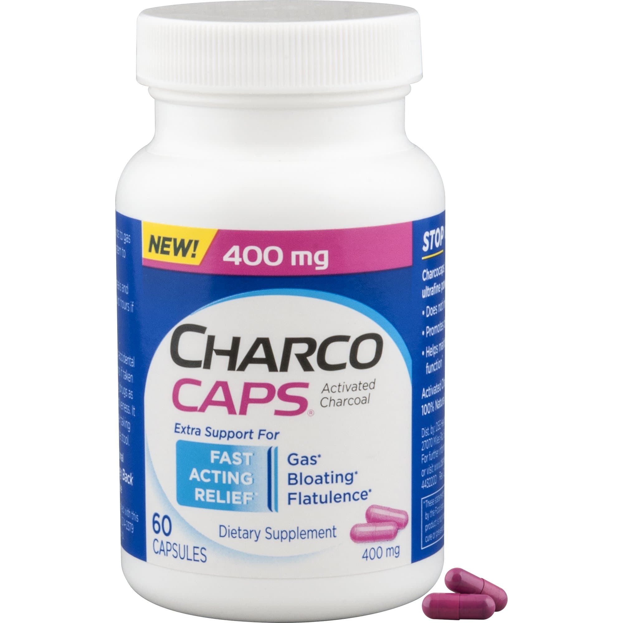 CharcoCaps Activated Charcoal Detox & Digestive Relief, 400 Mg, 60 Capsules