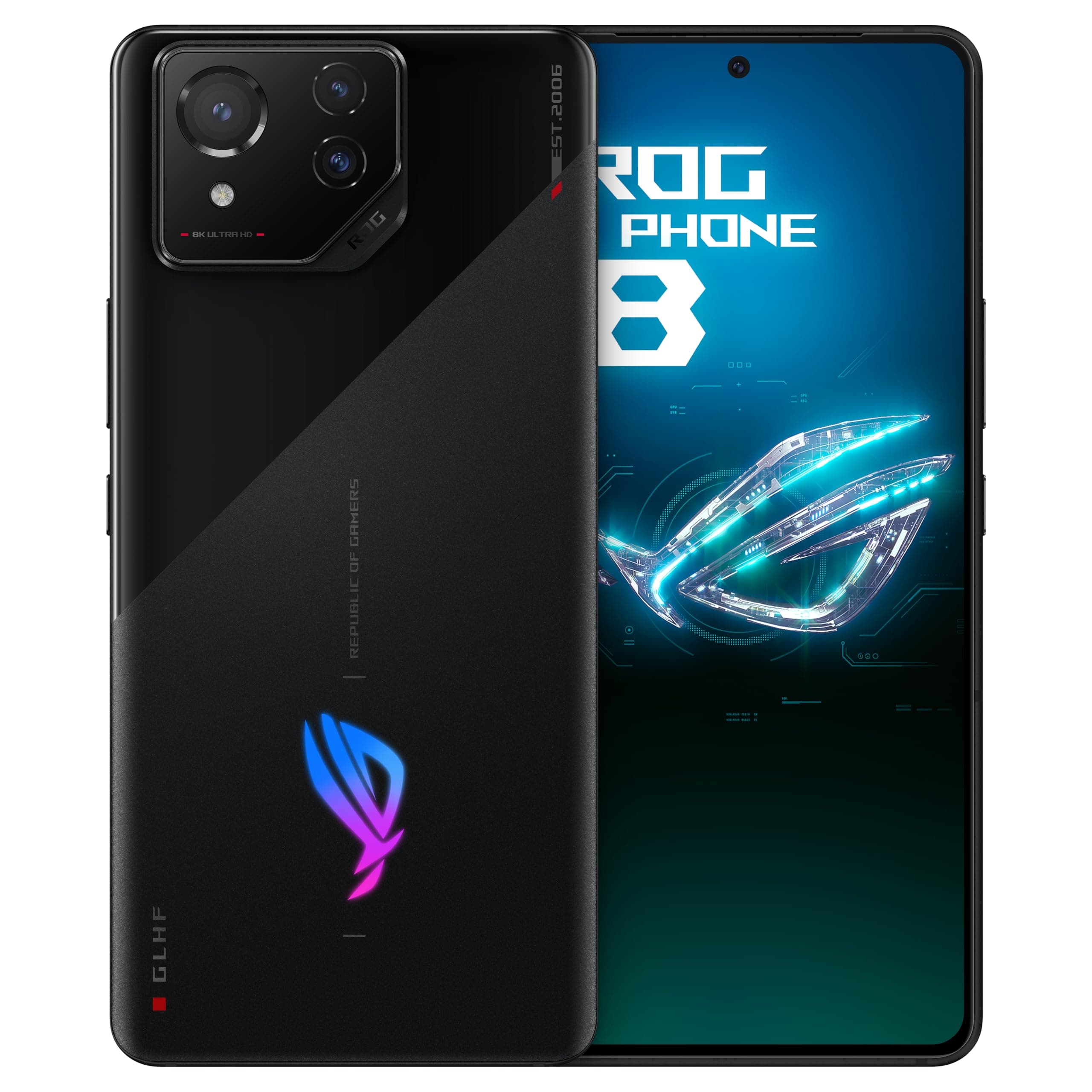 ROG Phone 8, Qualcomm Snapdragon 8 Gen 3, SM8650, 6.78" FHD+ (2400x1080) 165Hz, 12GB RAM, 256GB Storage, Android 14, 50MP Gimbal Camera, 5500mAh, Dual Sim, Black, UK