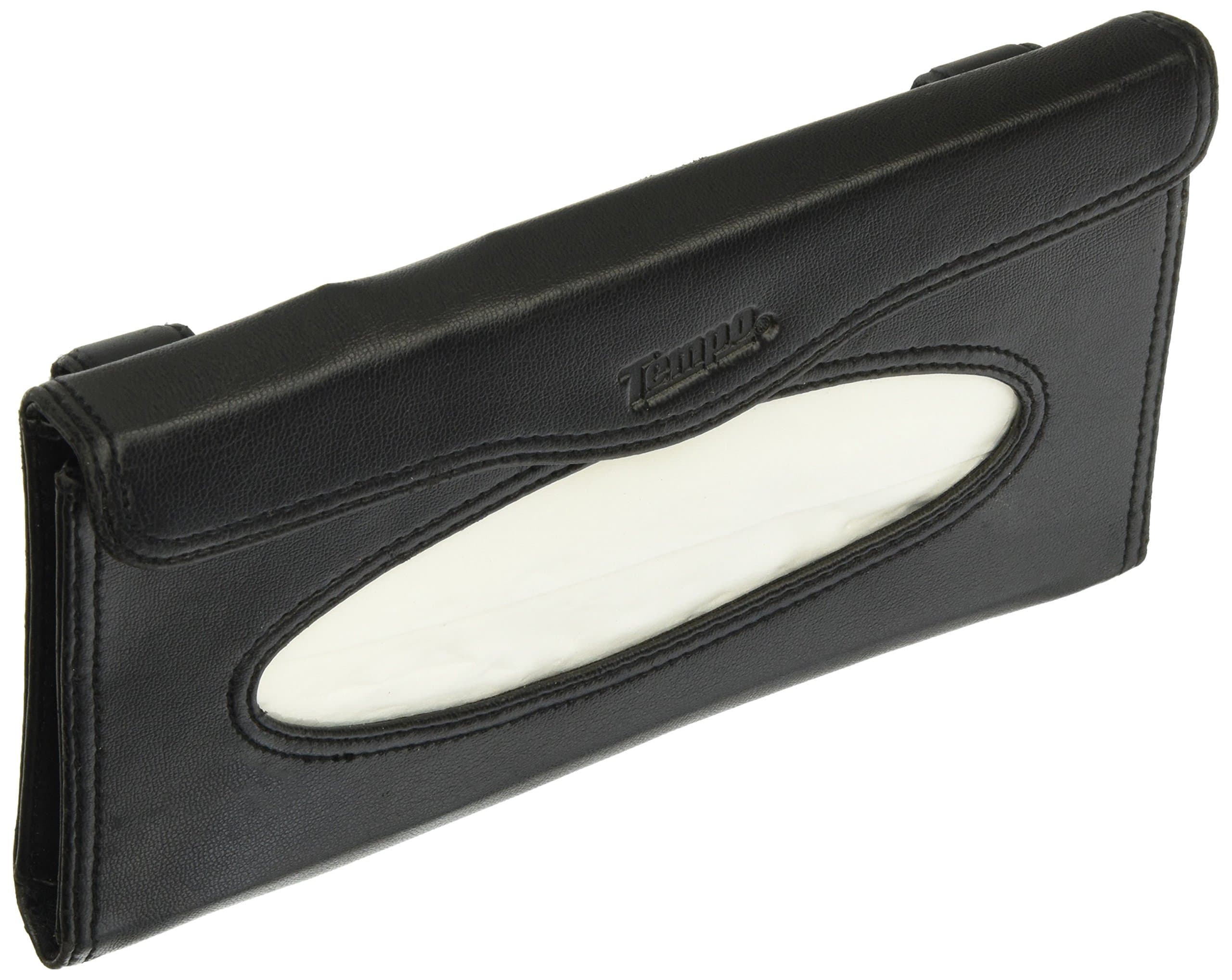 Alphagamma Tempo Black Leather Car Visor Tissue Holder with 20 Tissues